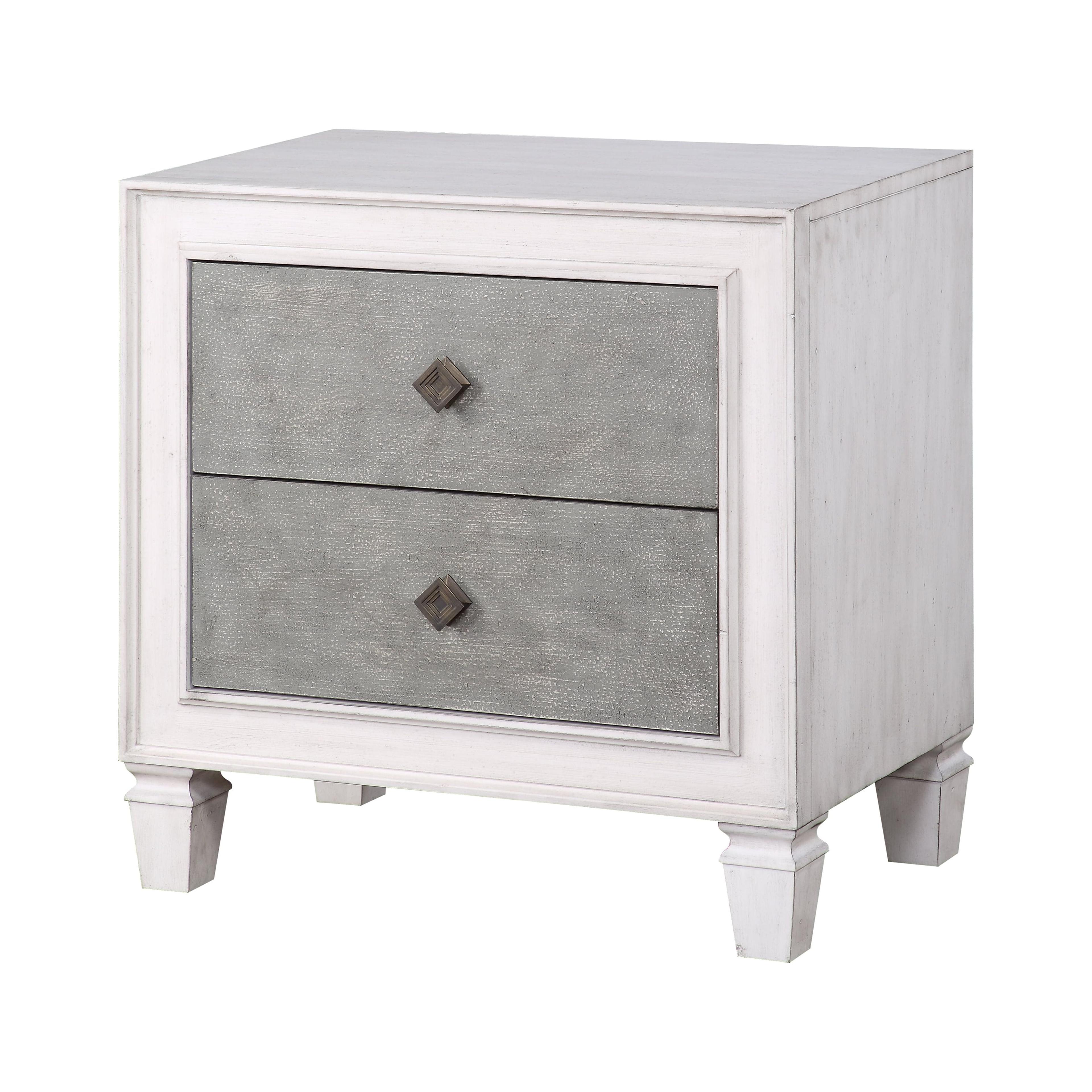 Katia Rustic Gray & Weathered White 2-Drawer Nightstand