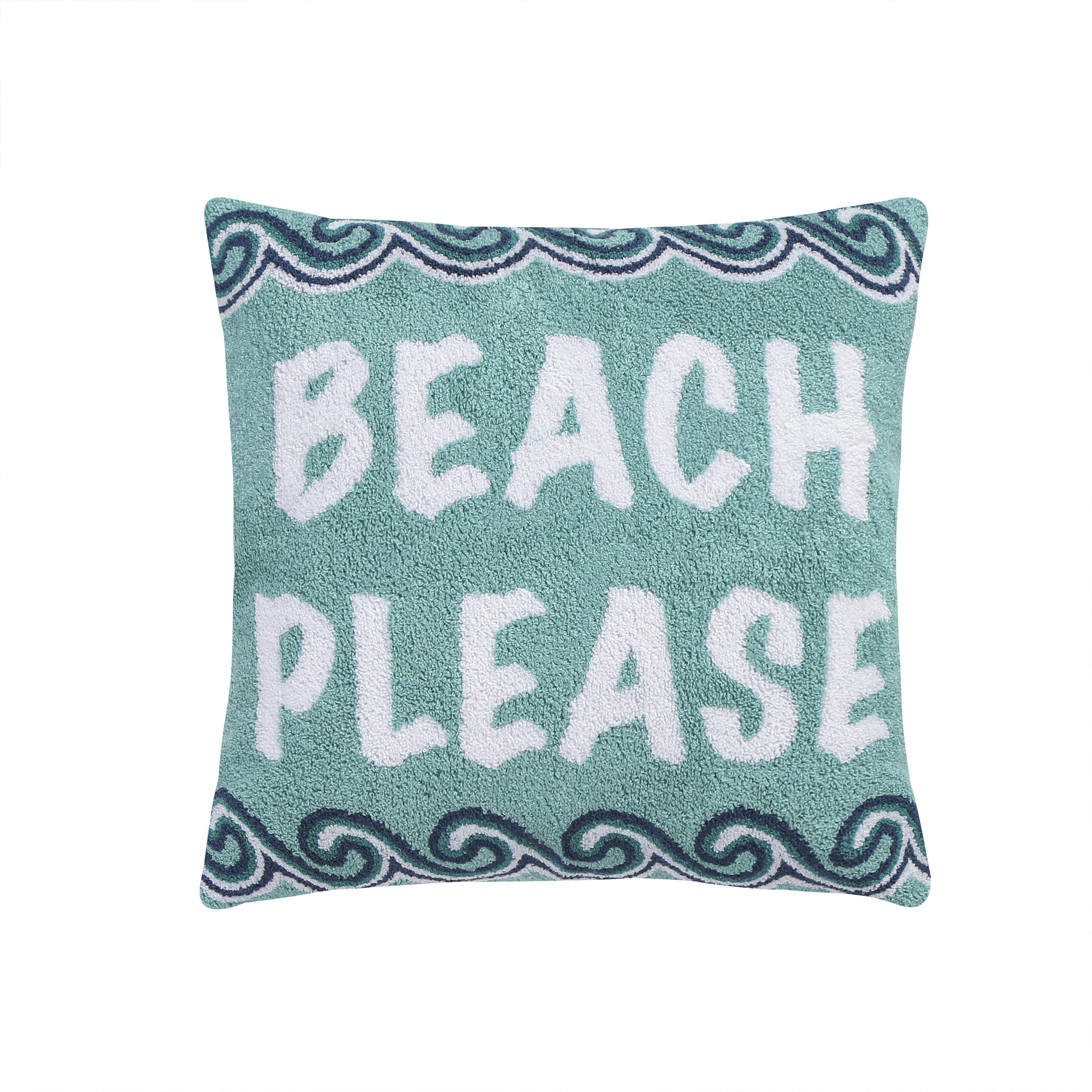 Homthreads - Beach Days - Decorative Pillow (18x18n.) - Beach - Teal Navy White - Feather Filled