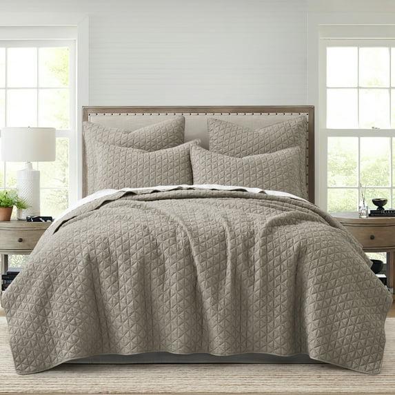 Homthreads by Levtex Home - Rowan Euro Sham 26x26in.- Diamond Quilted - Tan Crinkle - Polyester