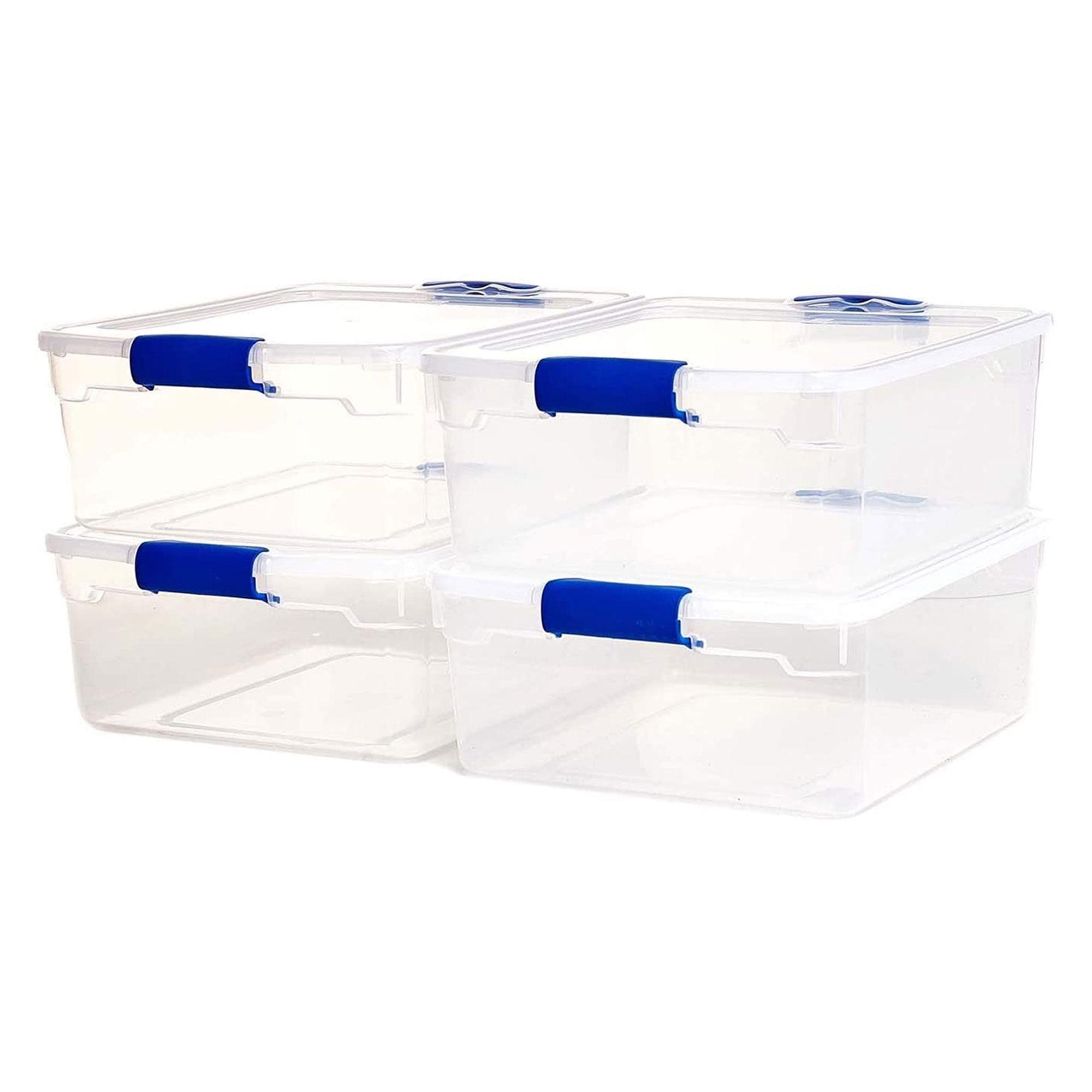 Homz Secure Latch Large Clear Stackable Storage Container Bin, 31 Quart, 4 Count