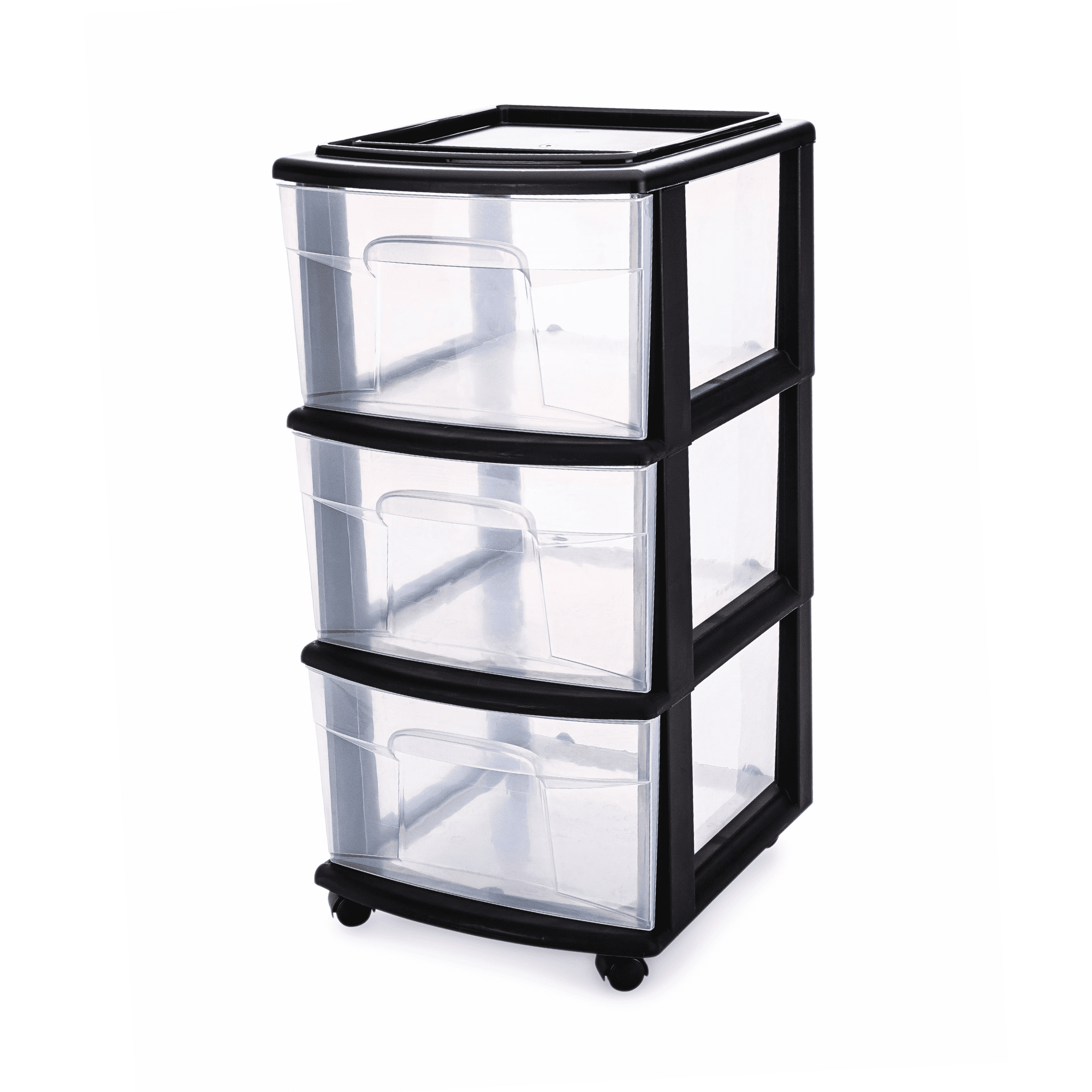 Medium Black and Clear 3-Drawer Rolling Storage Cart