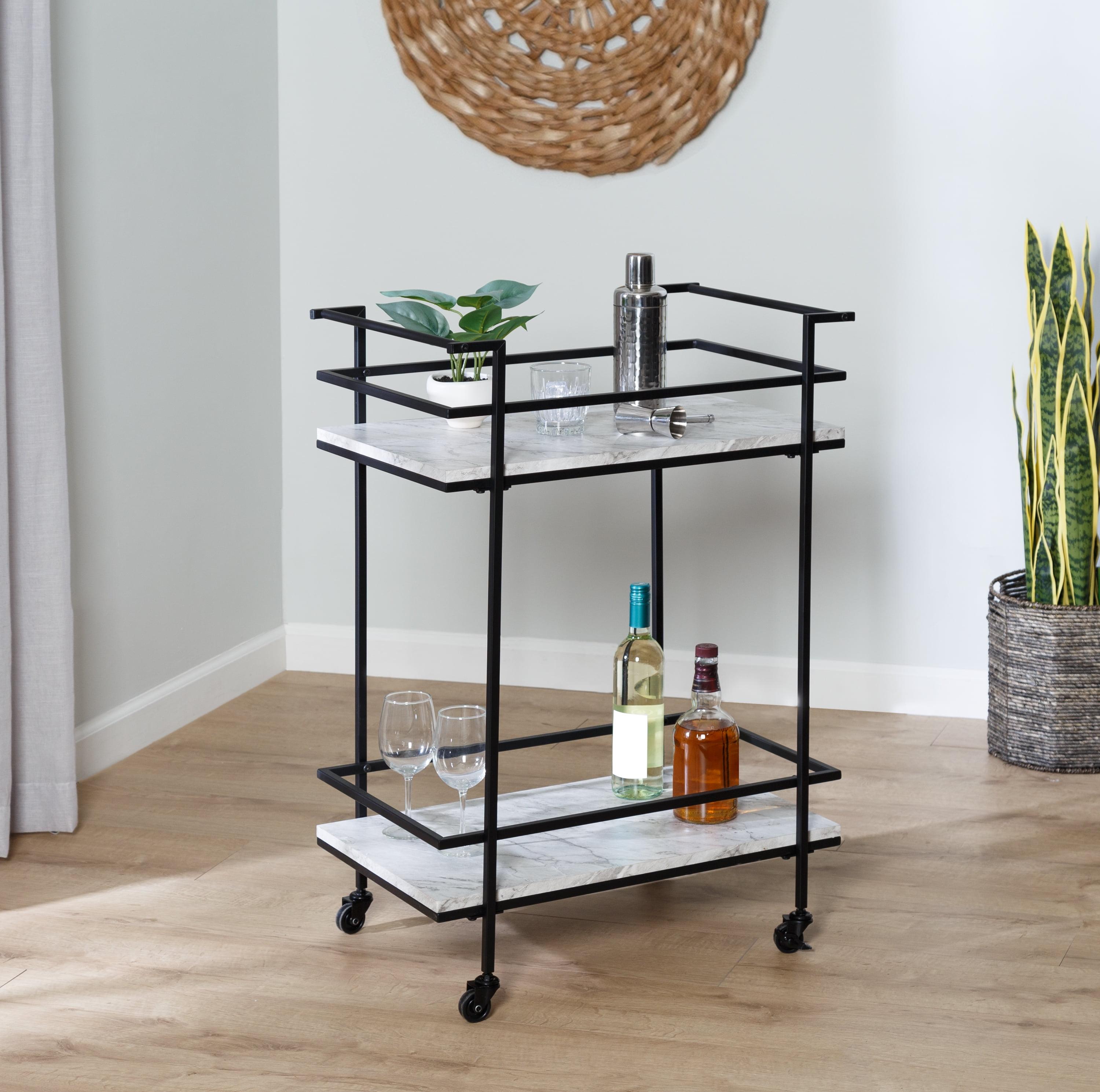 Honey-Can-Do 2 Tier Bar Cart Faux Marble