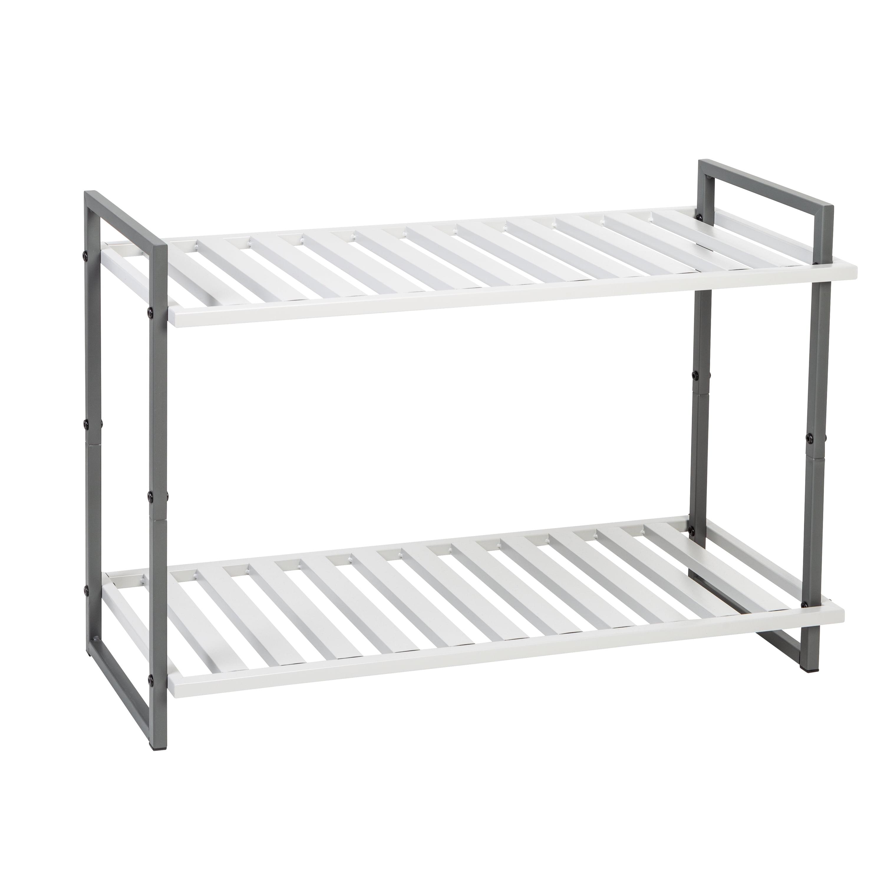 Honey-Can-Do 2-Tier Steel 6-Pair Shoe Rack, Gray Tones