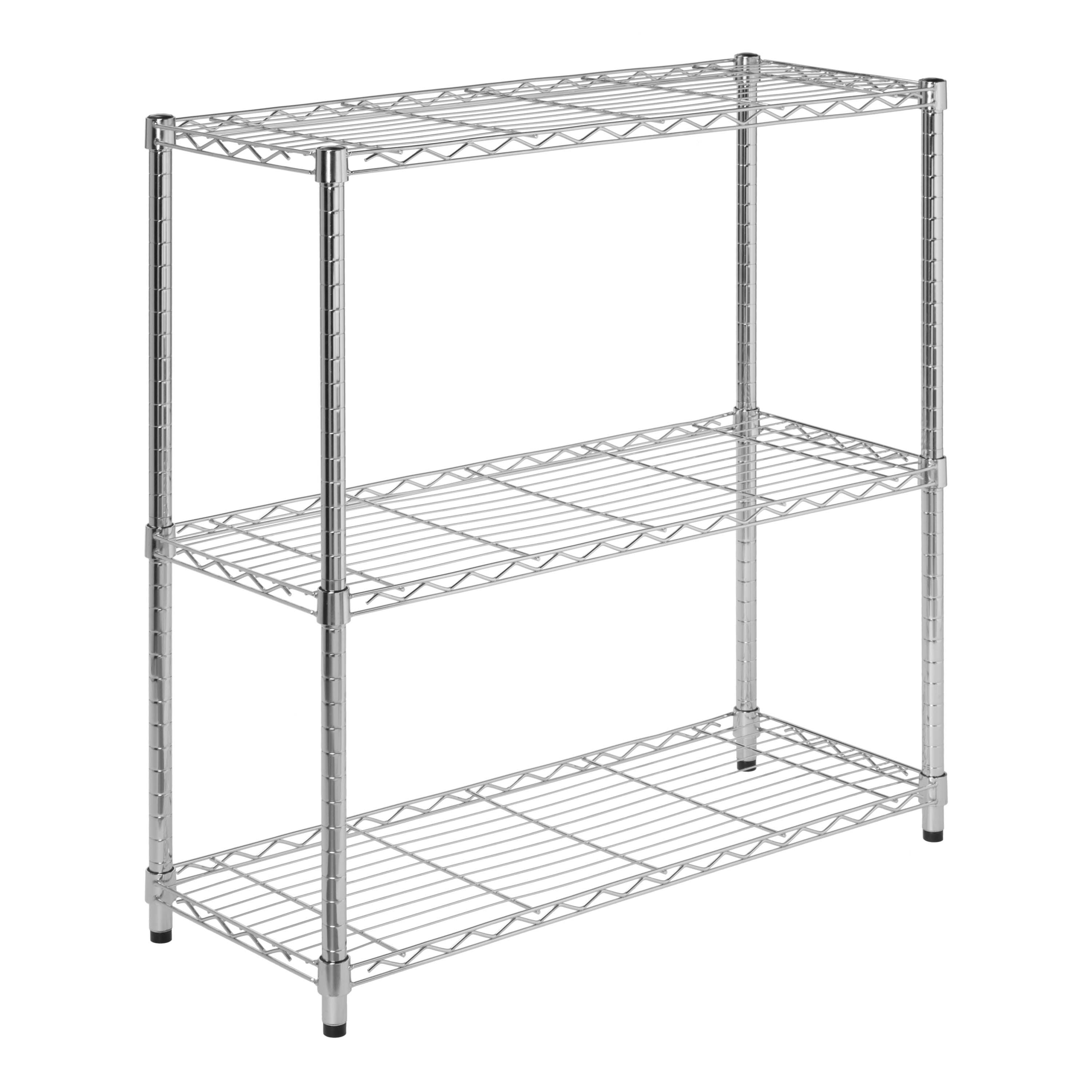 Chrome 3-Tier Adjustable Steel Shelving Unit, 36" x 14"