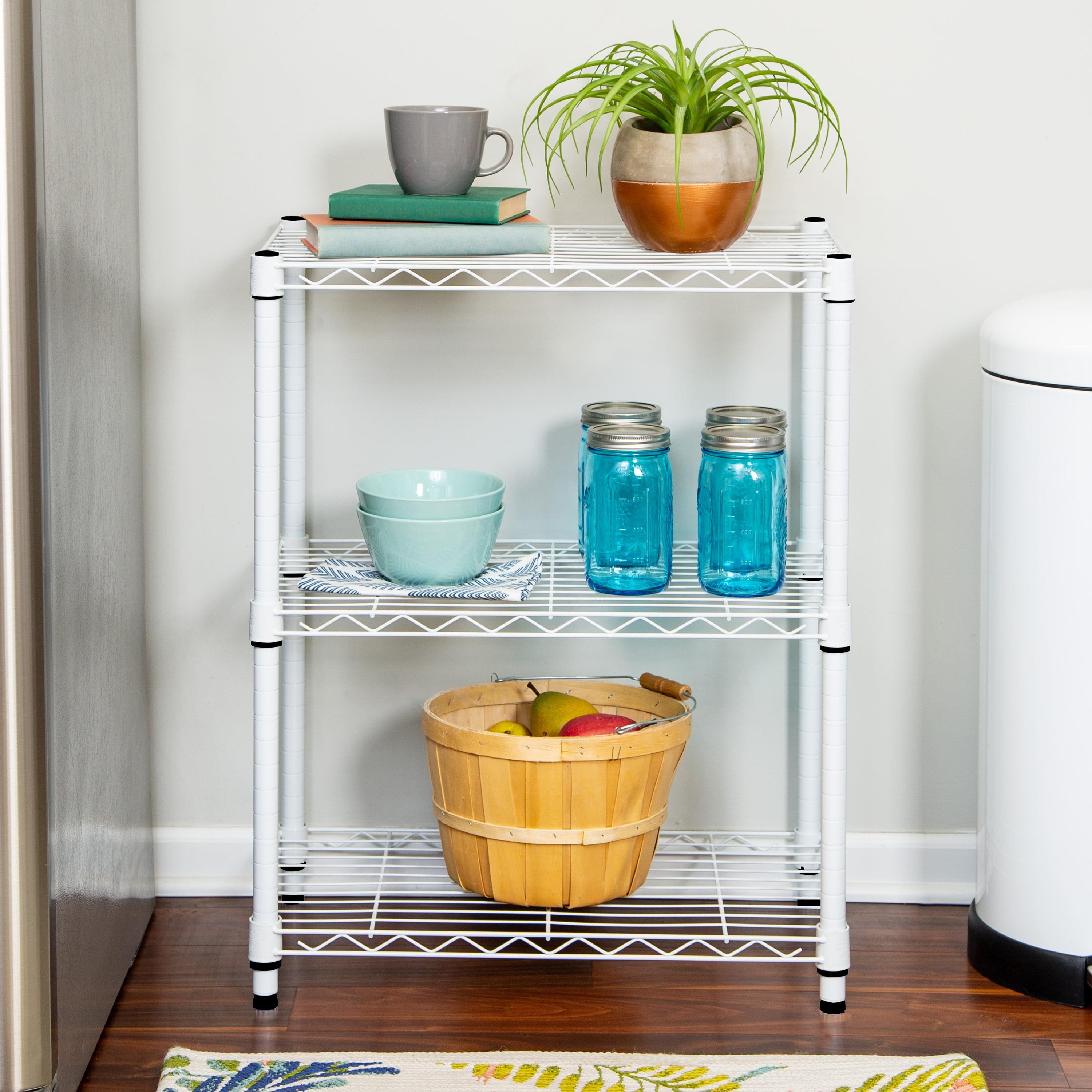 Heavy Duty Adjustable 3-Tier Steel Shelving Unit, White