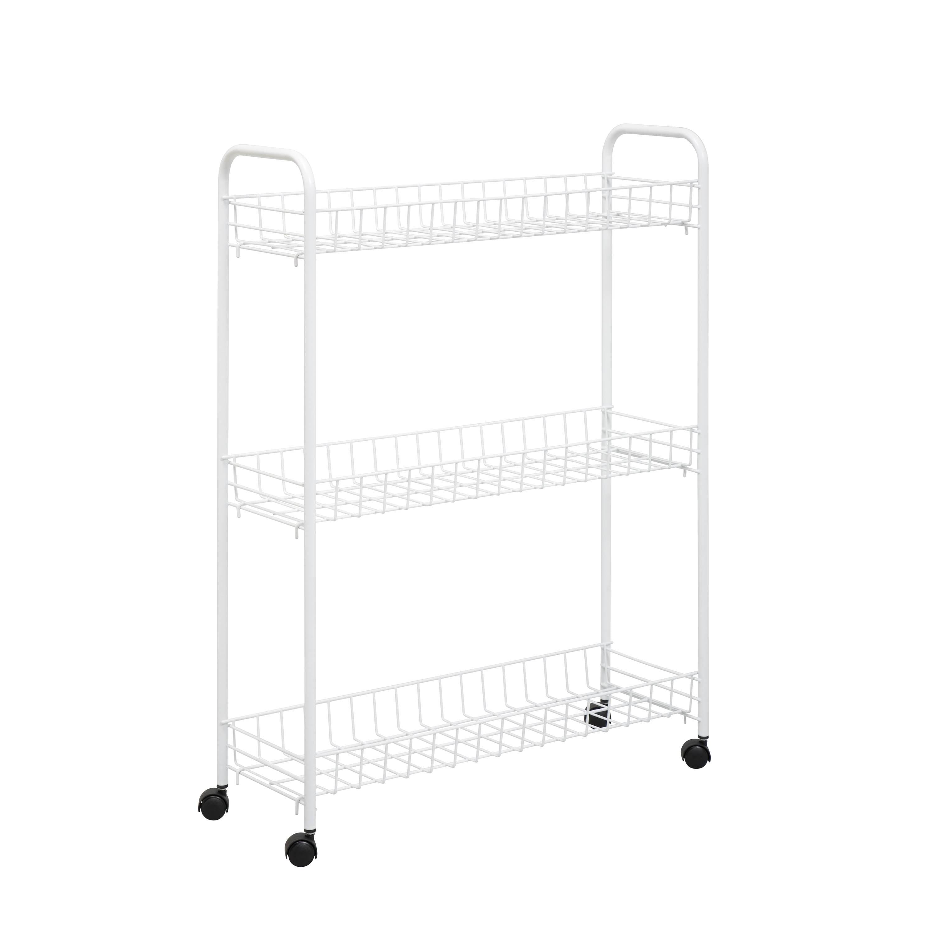 White 3-Tier Rolling Steel Utility Cart