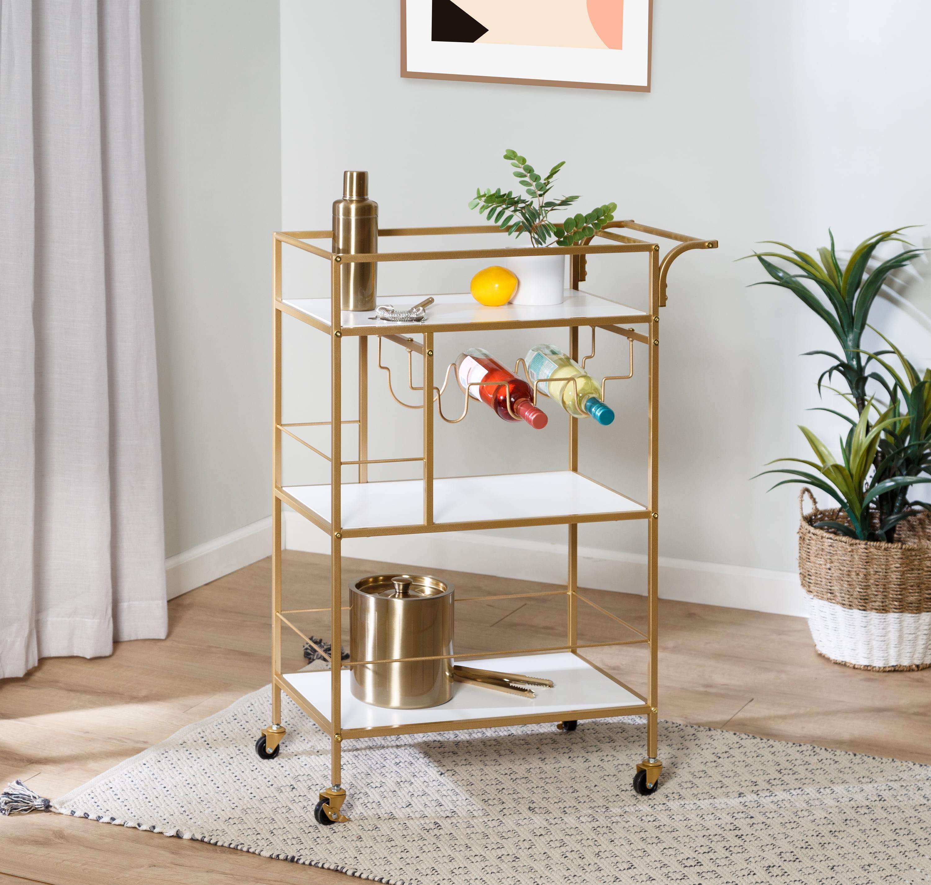 Honey-Can-Do 3 Tier Bar Cart Gold/White