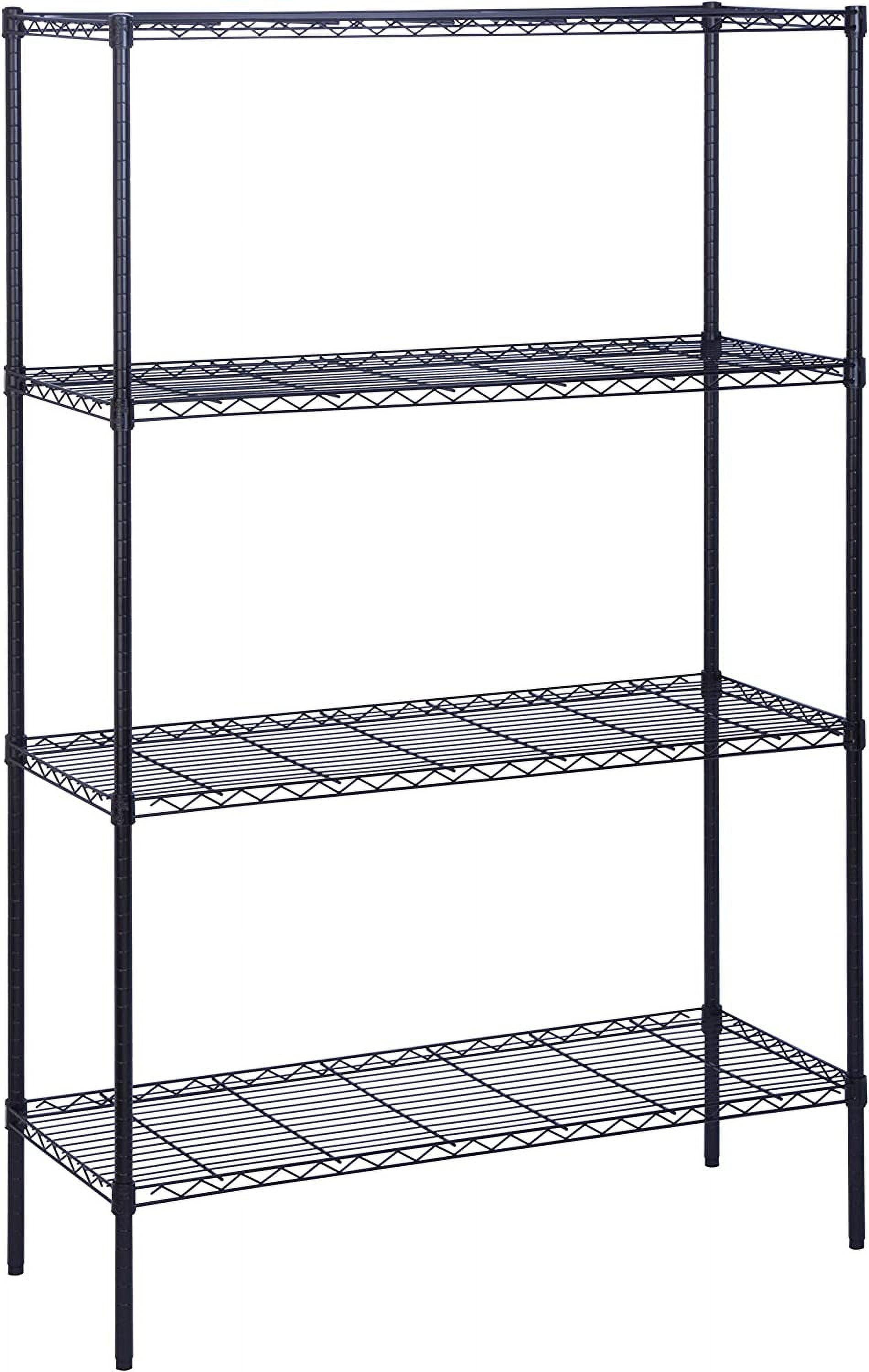 Black Adjustable 4-Tier Heavy Duty Steel Shelving Unit