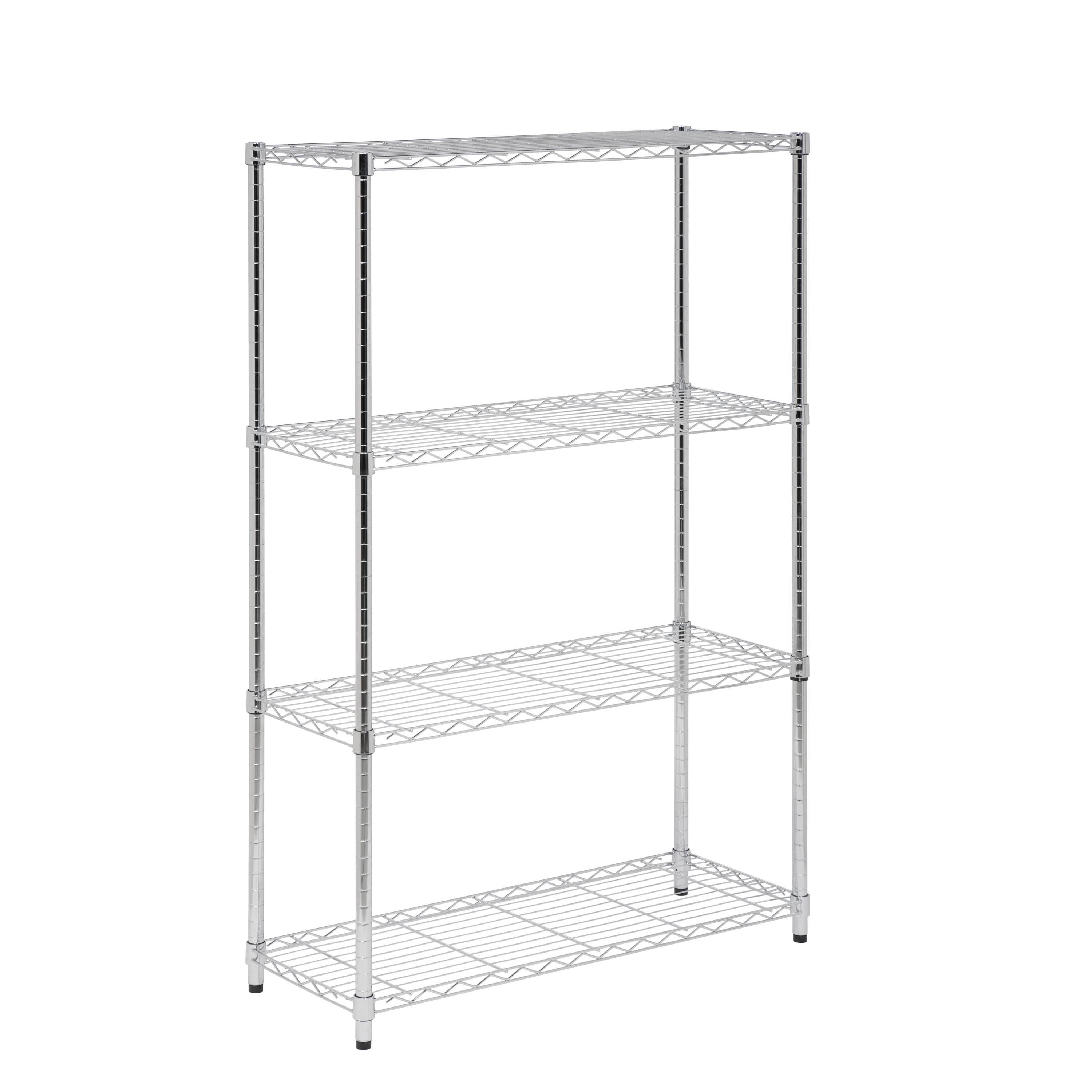 Contemporary 4-Tier Chrome Adjustable Shelving Unit, 36x54 in.