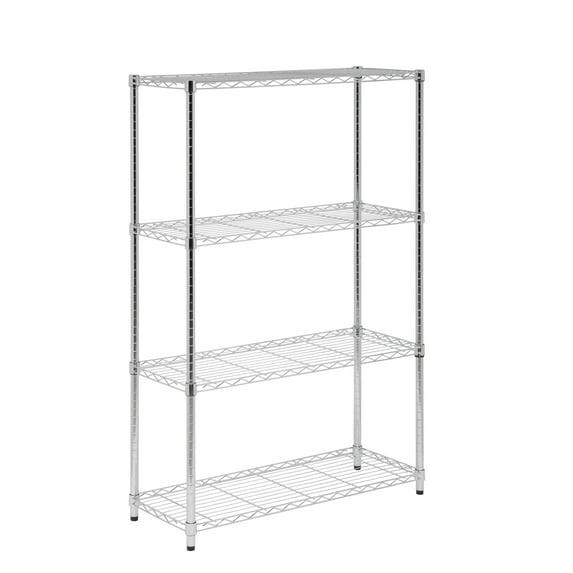 Honey Can Do 4-Tier Heavy-Duty Adjustable Shelving Unit With 250-Lb Weight Capacity, Chrome, Basement/Garage