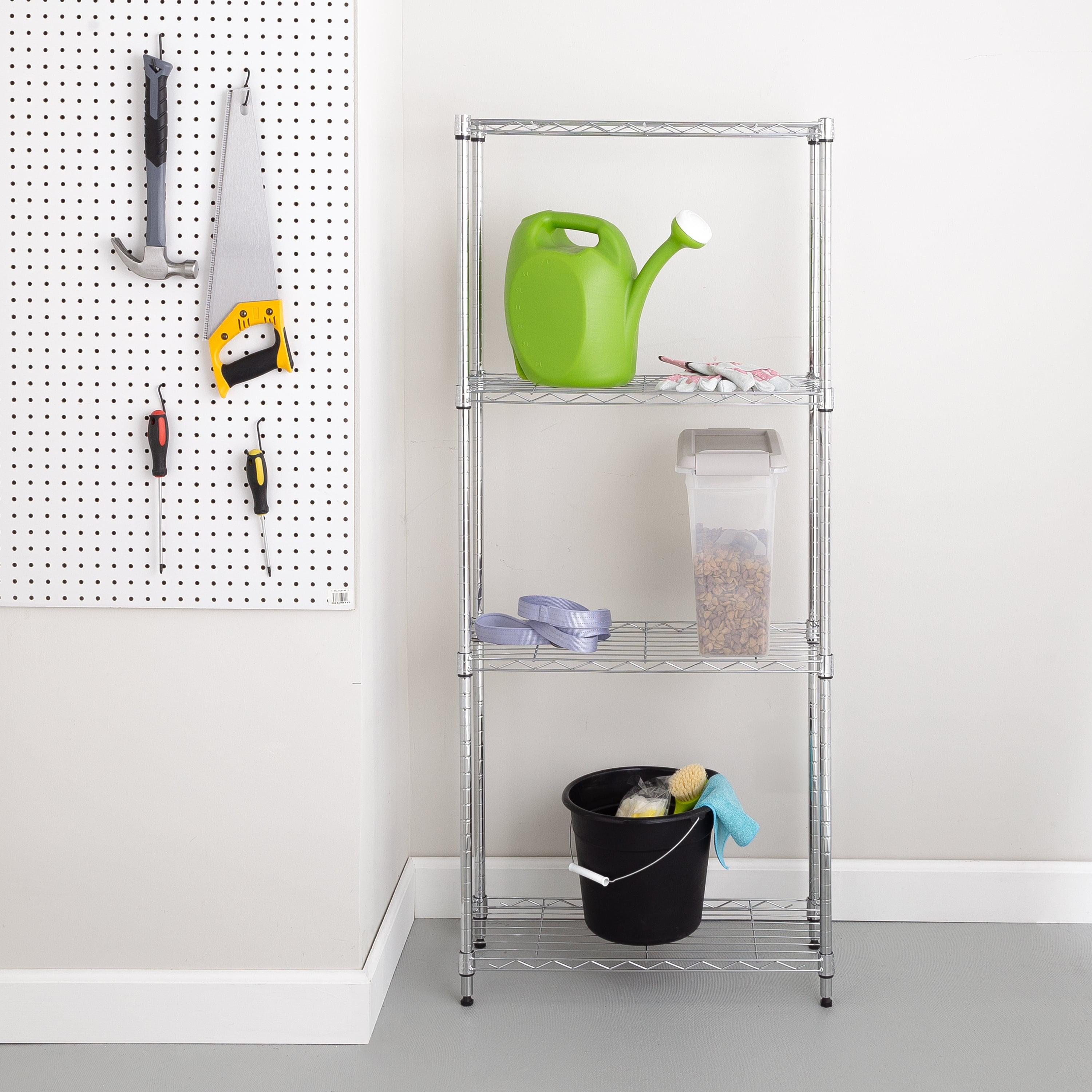 Chrome 4-Tier Slim Profile Steel Shelving Unit