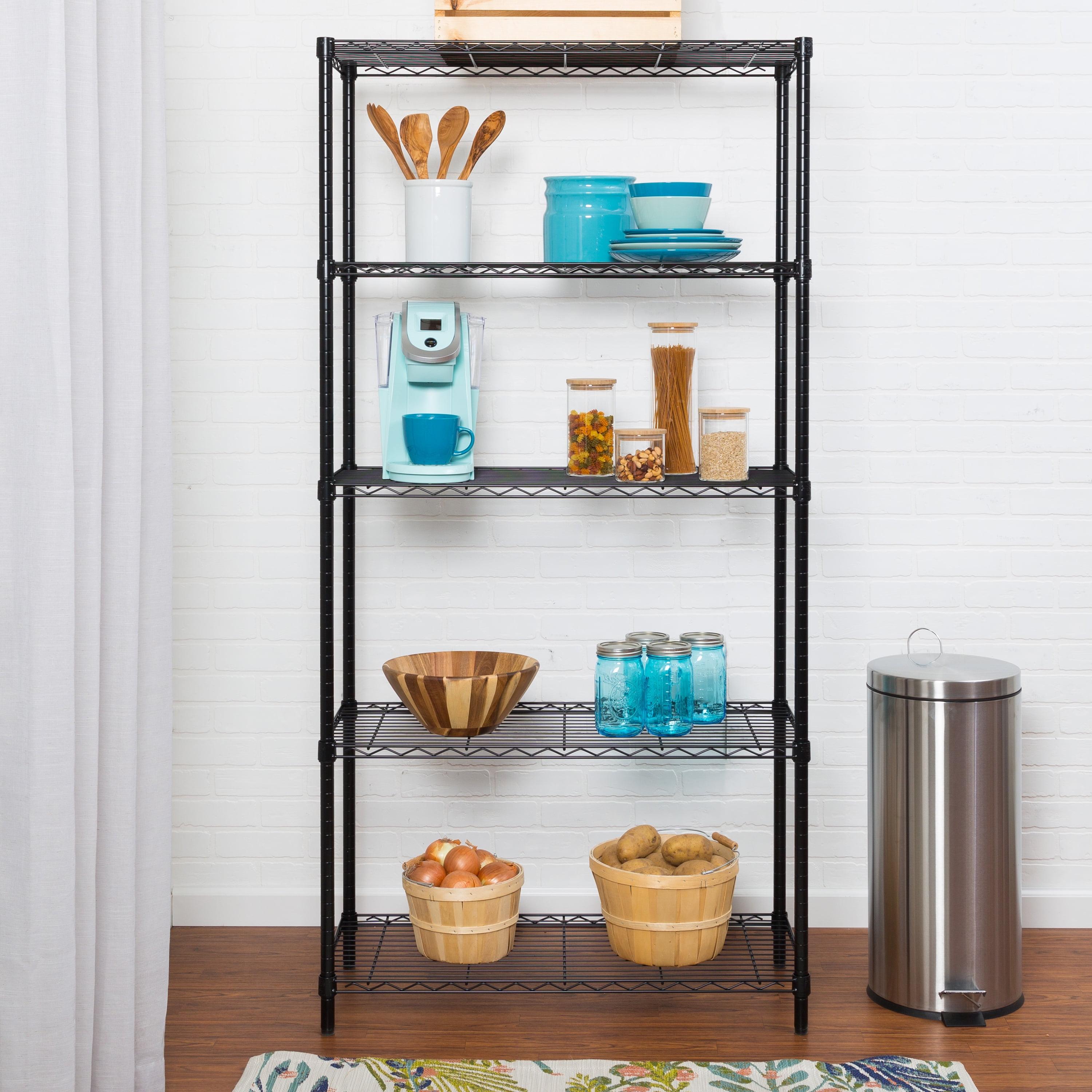 FDW 5 Tier Wire Shelving Unit Heavy Duty Storage Shelves Metal Shelving With Detachable Casters