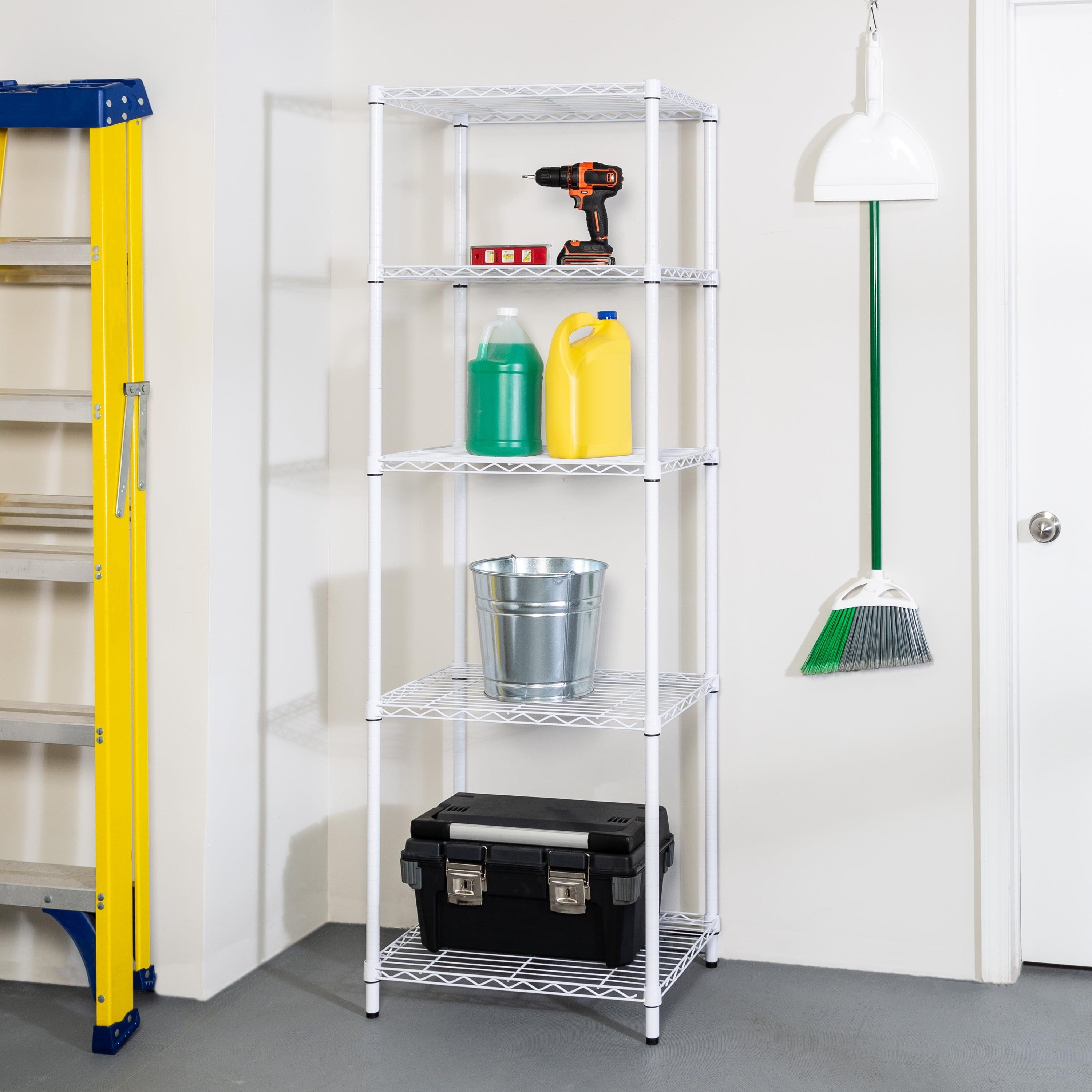 White 5-Tier Adjustable Steel Storage Shelving Unit