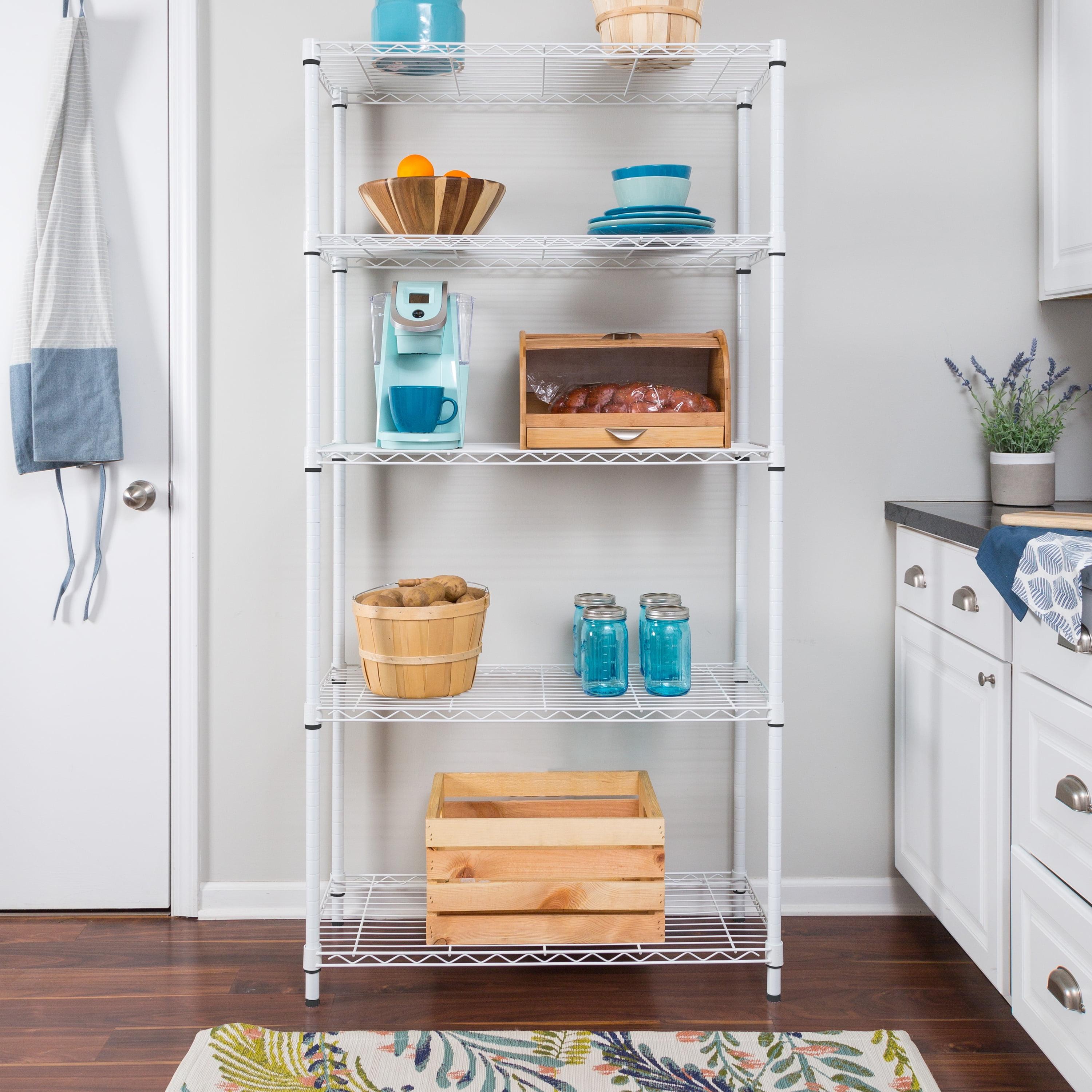 Honey-Can-Do 5-Tier Heavy-Duty Adjustable Shelving Unit With 350-lb Shelf Capacity, White,Shelves & Shelf Units White,Steel