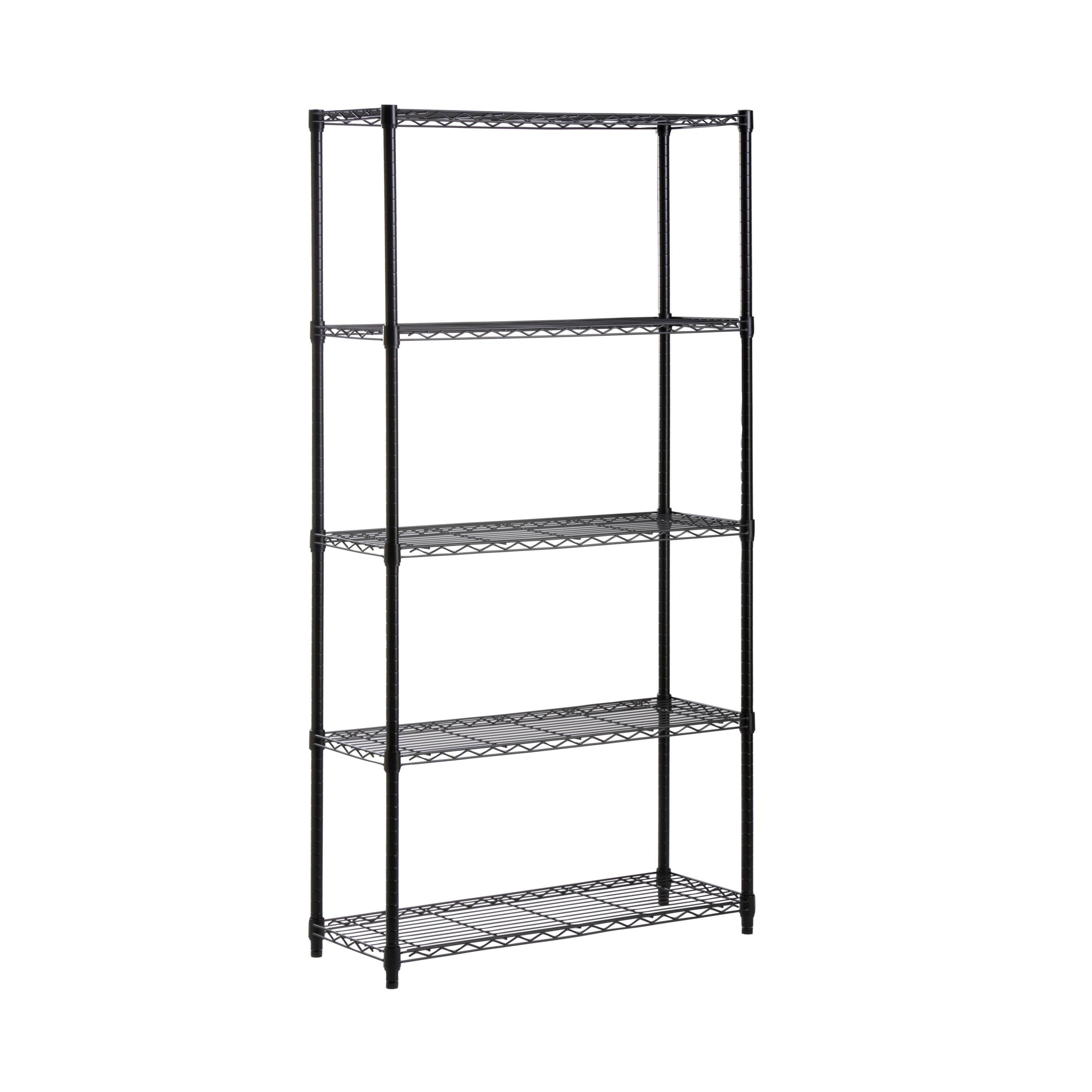 MaxStor 5-Tier Adjustable Black Heavy Duty Steel Shelving Unit