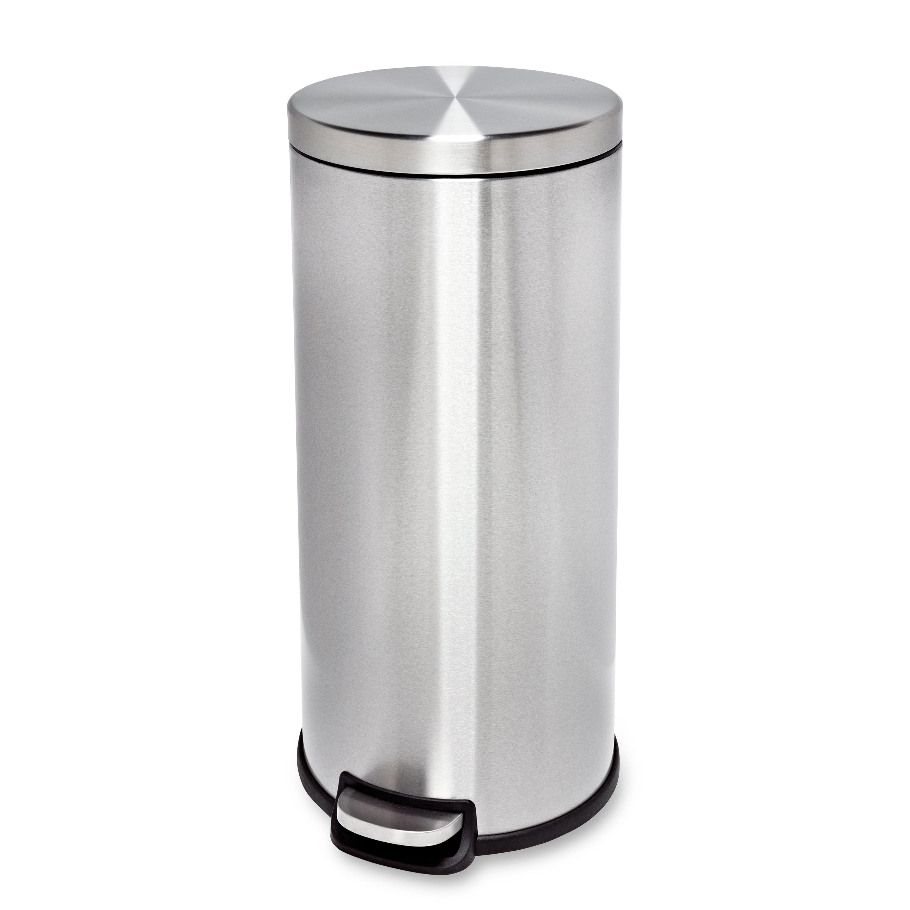 Honey-Can-Do 8 Gallon Indoor Round Step Trash Can, Stainless Steel