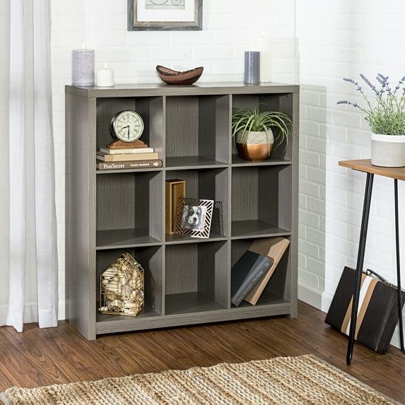 Honey-Can-Do 9 Cube Premium Laminate Shelf: Gray MDF Cubbies Storage, 9 Compartments, Decorative Bookshelf, 135 lb Capacity