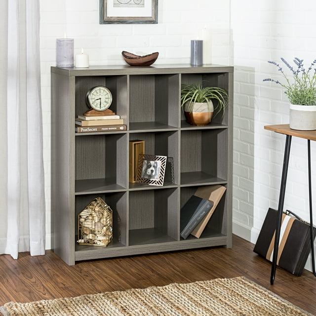 Honey-Can-Do 9 Cube Premium Laminate Shelf: Gray MDF Cubbies Storage, 9 Compartments, Decorative Bookshelf, 135 lb Capacity