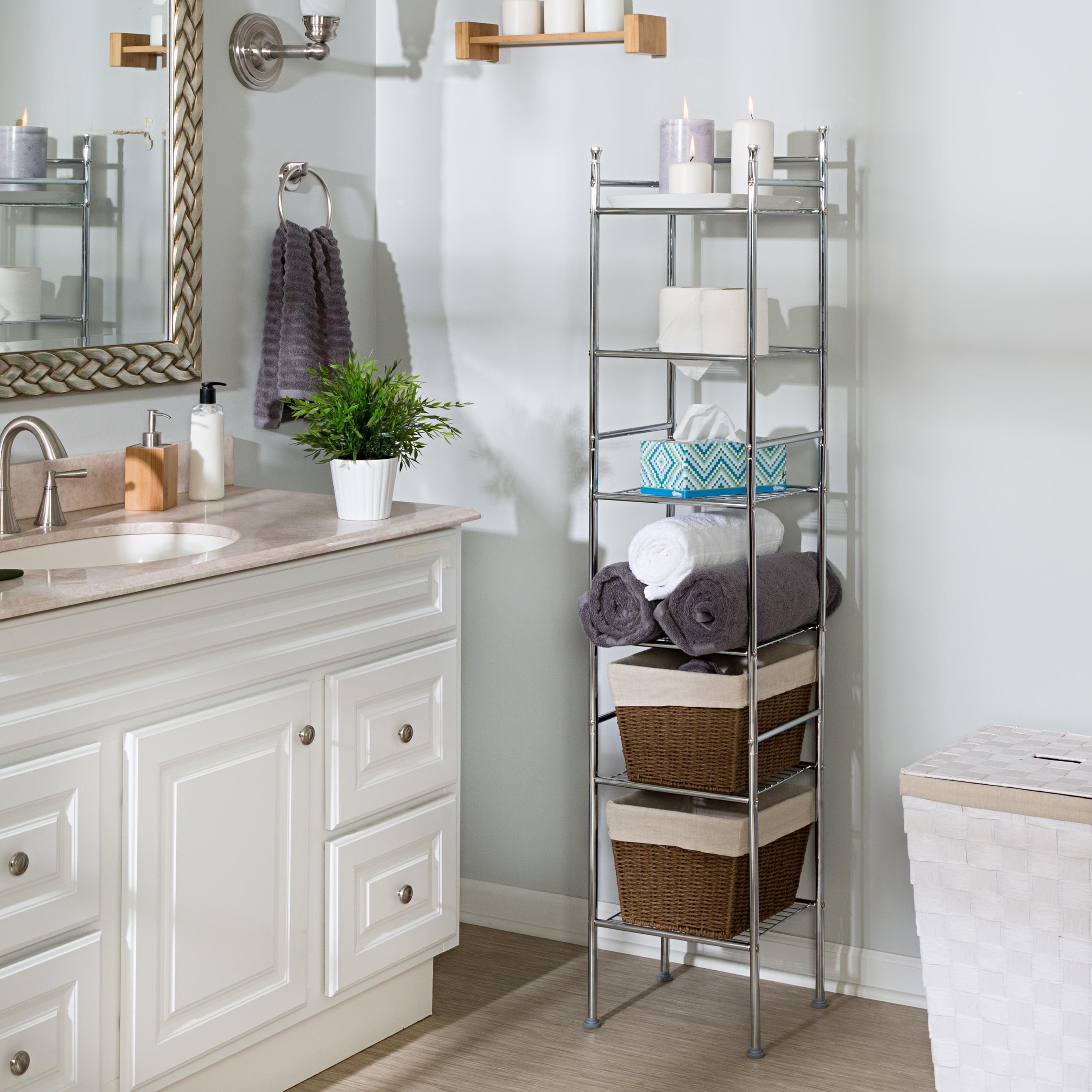 Chrome 6-Tier Metal Storage Tower for Bathroom