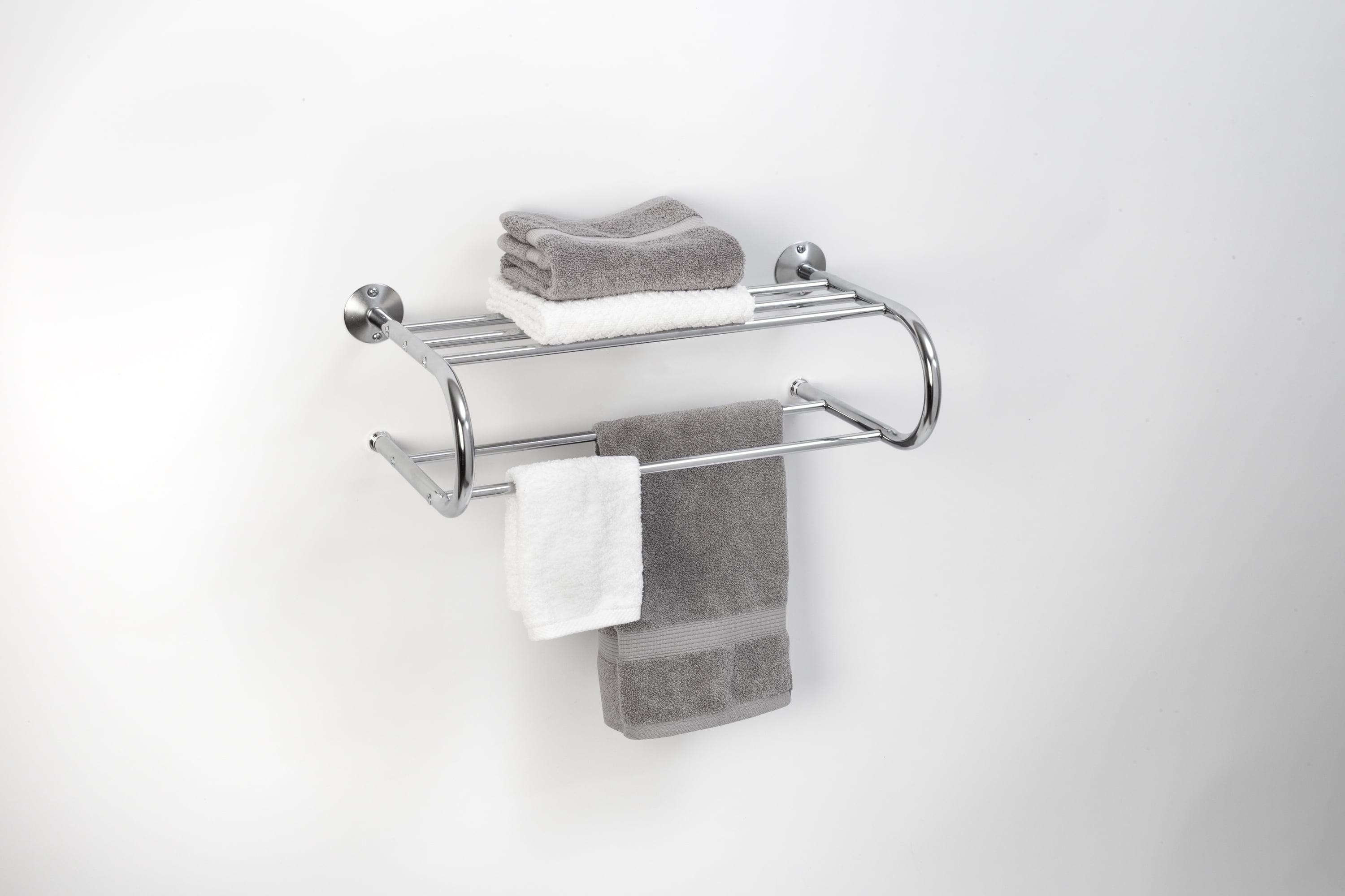 Chrome Wall Mounted Dual Towel Rack with Dual Bars