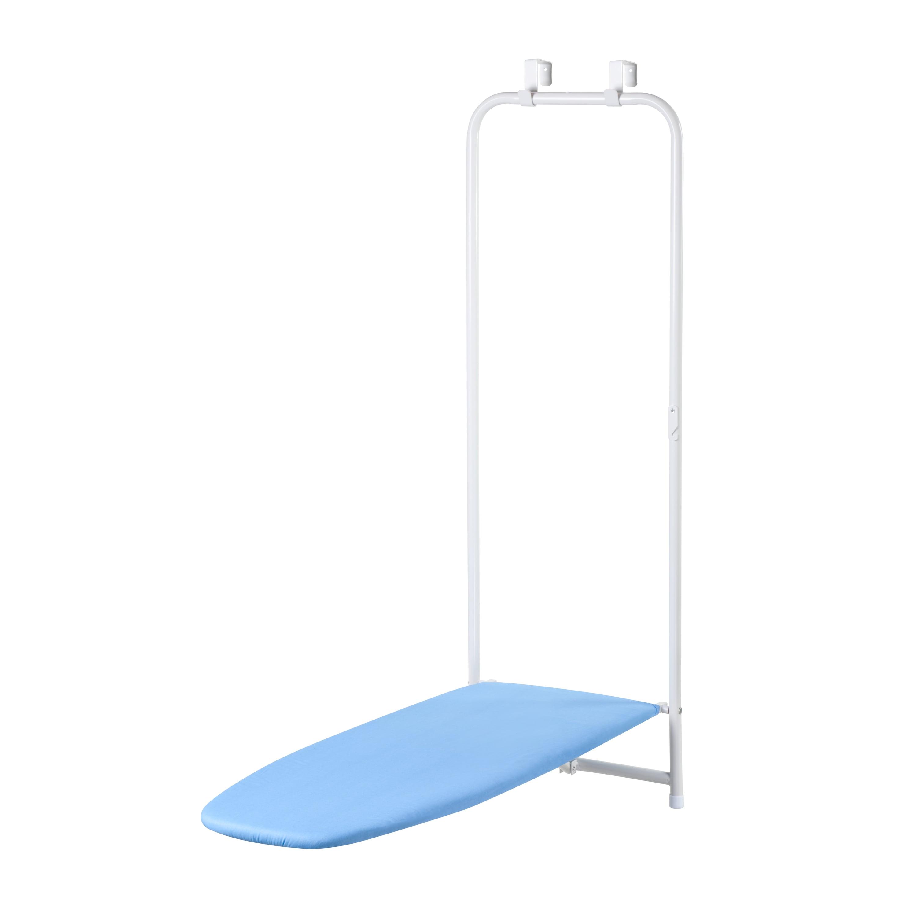 Blue and White Over-the-Door Folding Ironing Board