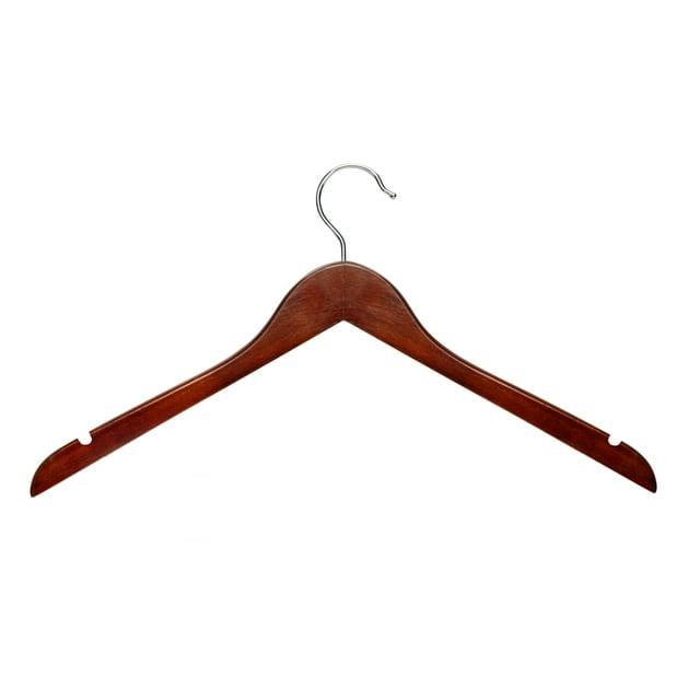 Honey-Can-Do Cherry Finish Wood Shirt Clothes Hangers, 20 Pack
