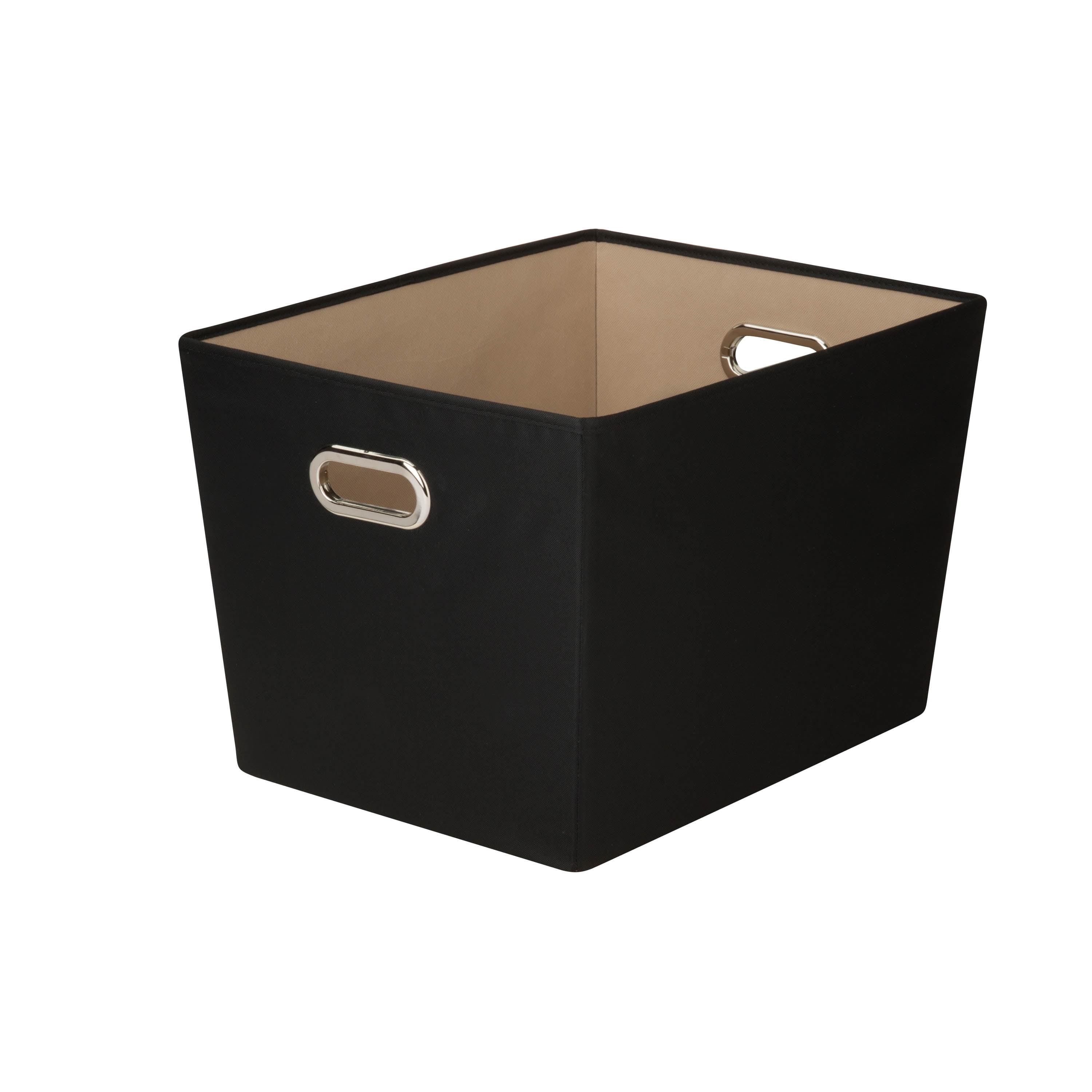 Black Fabric Stackable Storage Bin with Grommet Handles