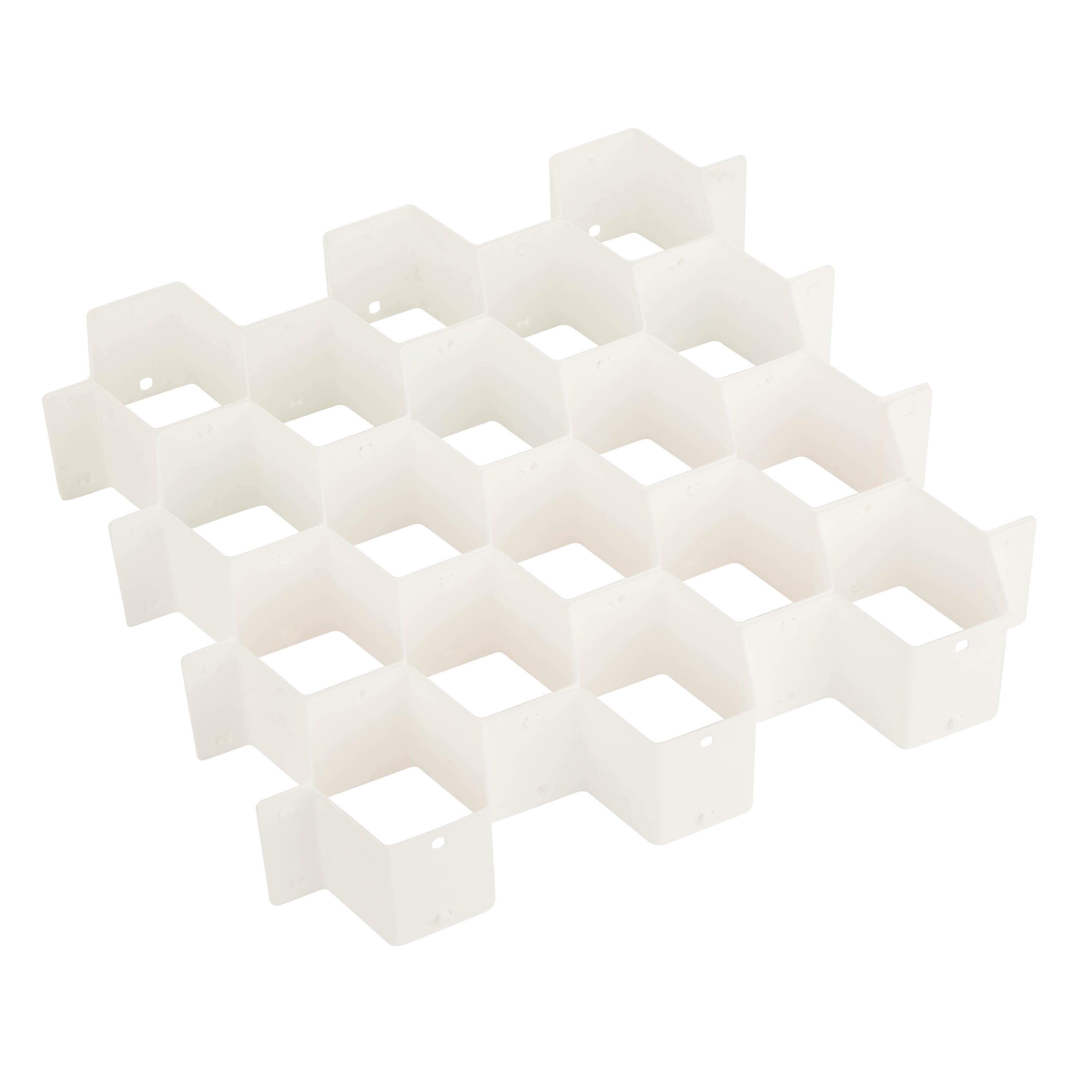 White Adjustable 32-Compartment Plastic Drawer Organizer