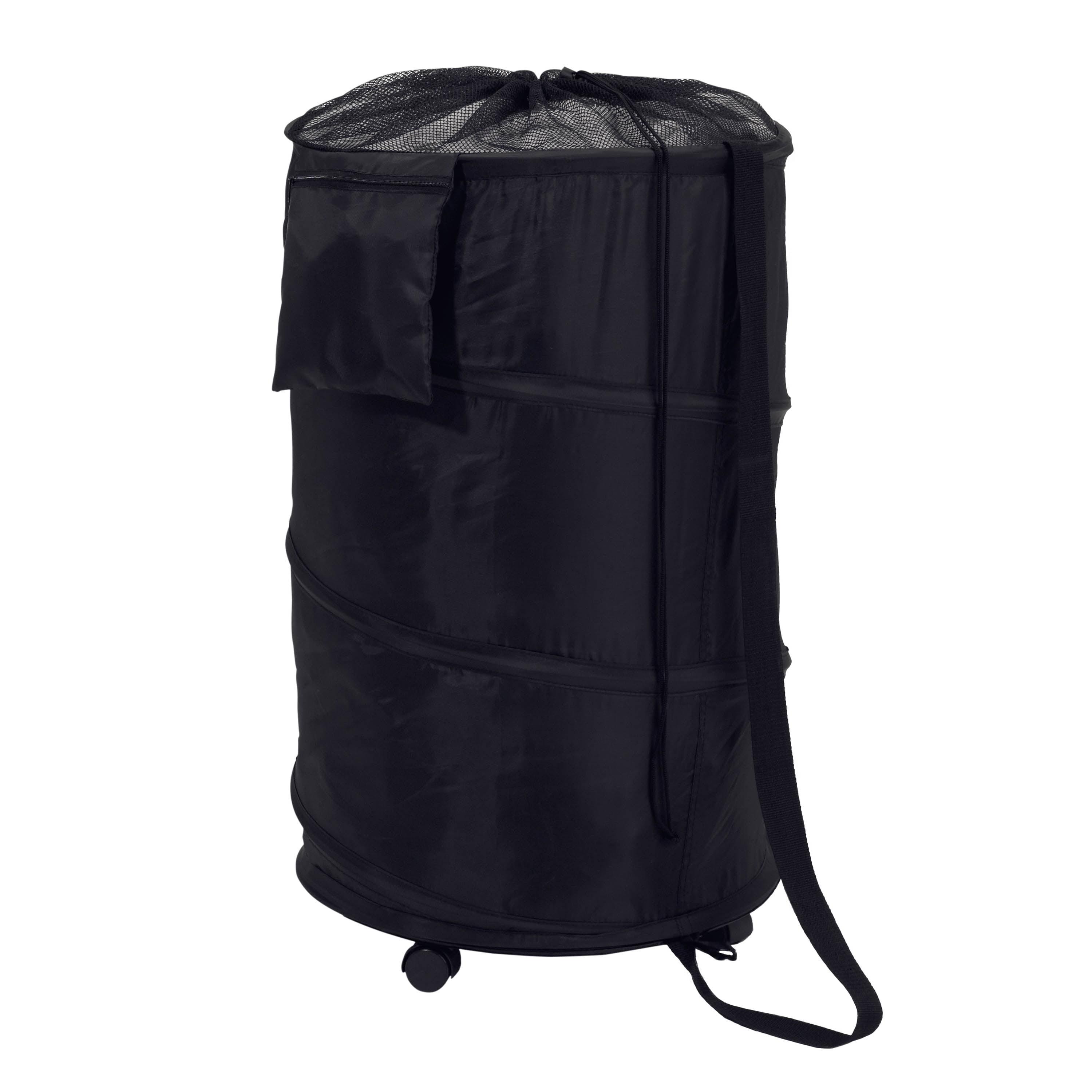 Honey-Can-Do Polyester and Steel Rolling Pop-up Hamper, Black