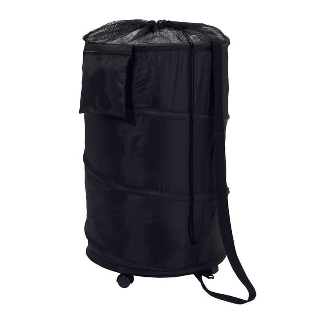 Honey-Can-Do Polyester and Steel Rolling Pop-up Hamper, Black