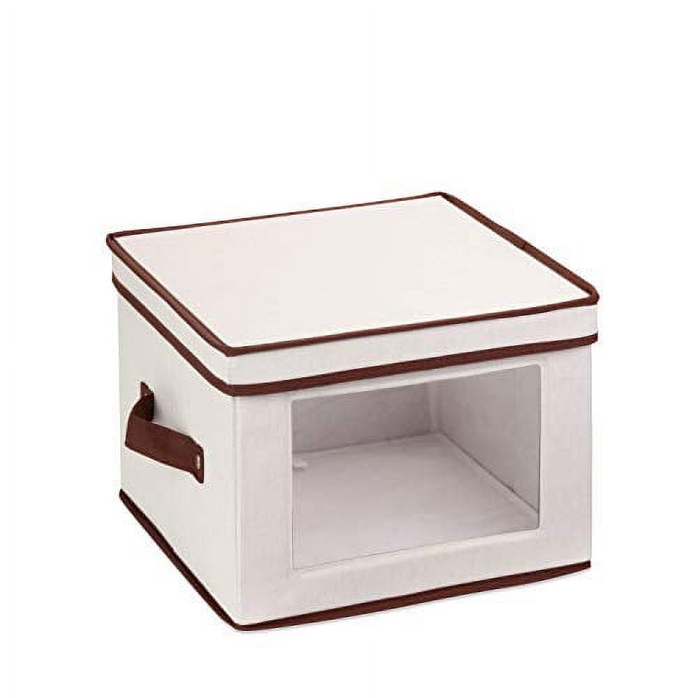 Honey-Can-Do Polycotton and Polyester Square Dinnerware or Closet Storage Box, Natural/Brown