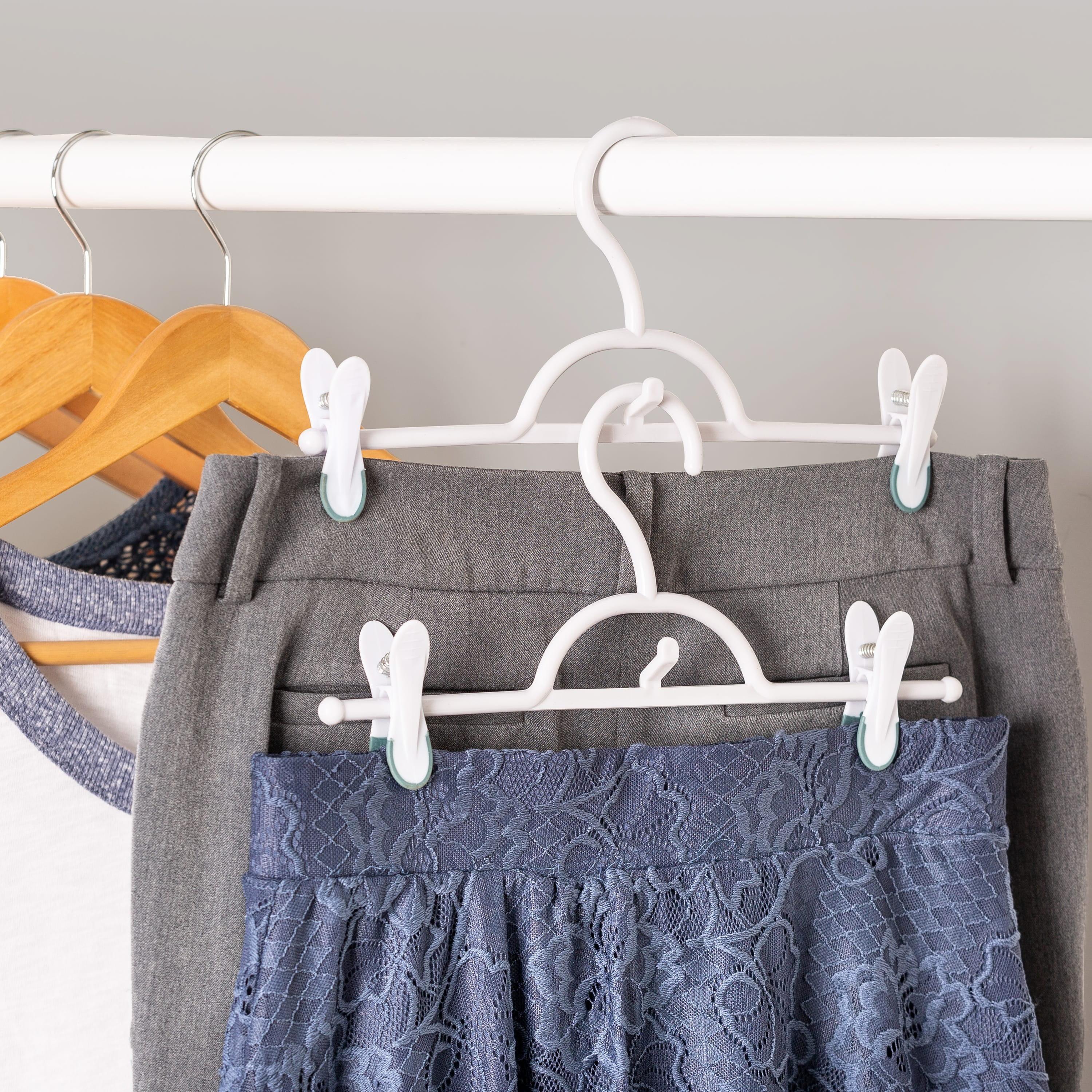 White Soft-Touch Plastic Pant and Skirt Hangers, 12 Pack