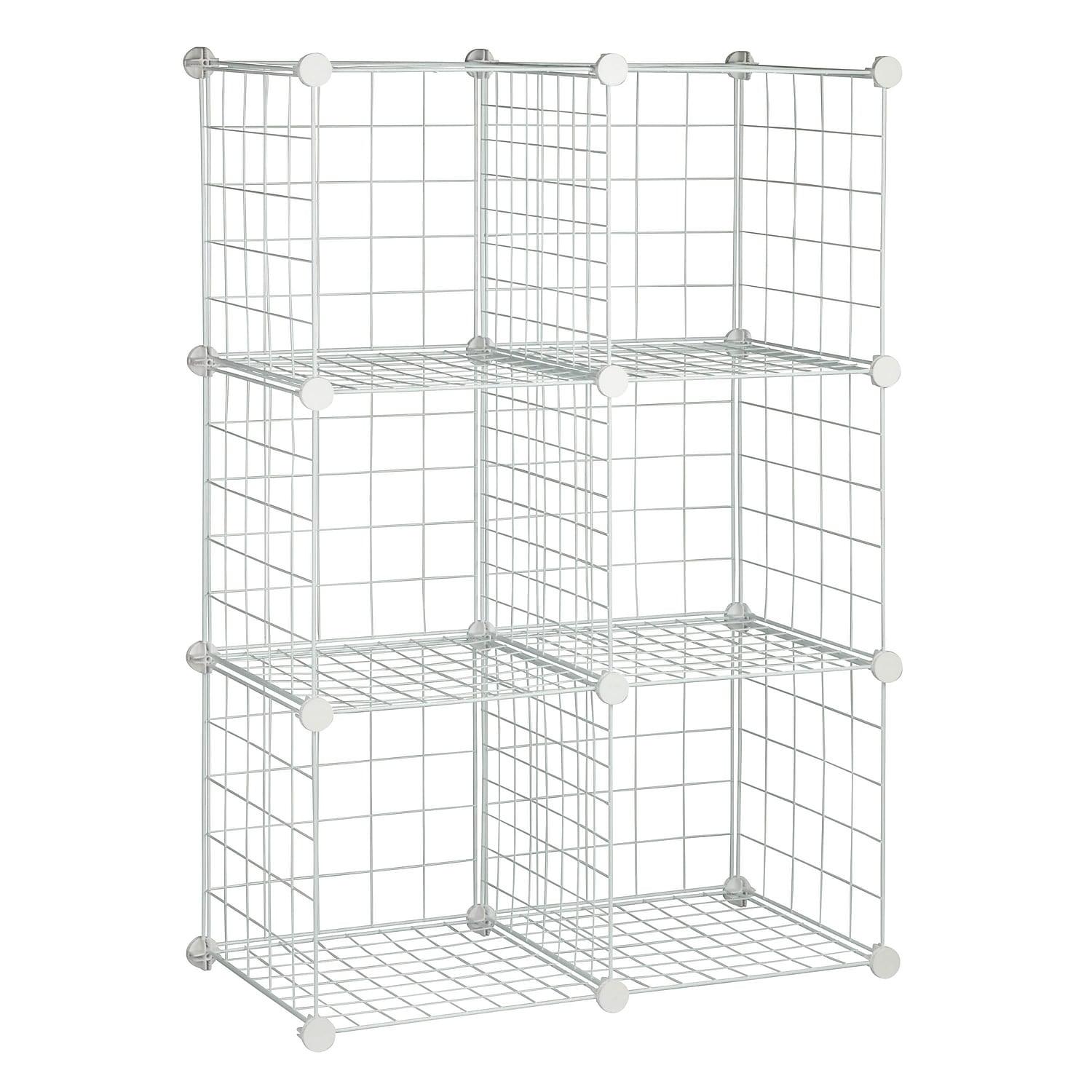 White Steel 6-Cube Modular Storage Organizer