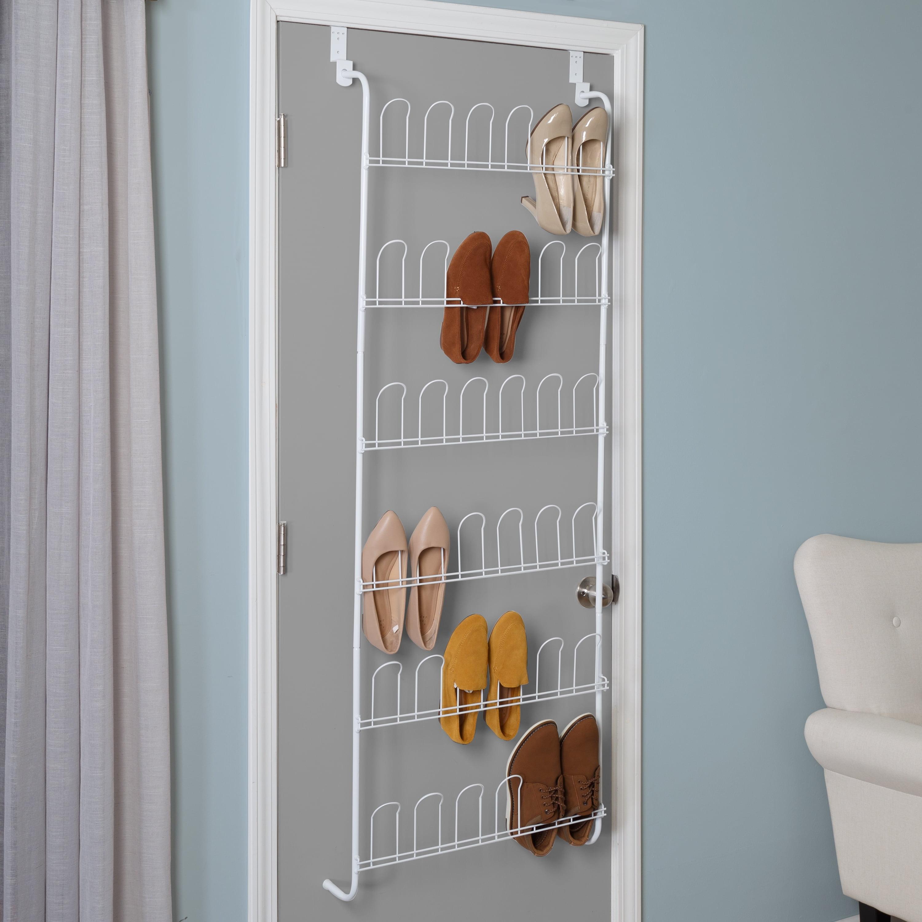 White Metal Over-the-Door 18-Pair Shoe Rack