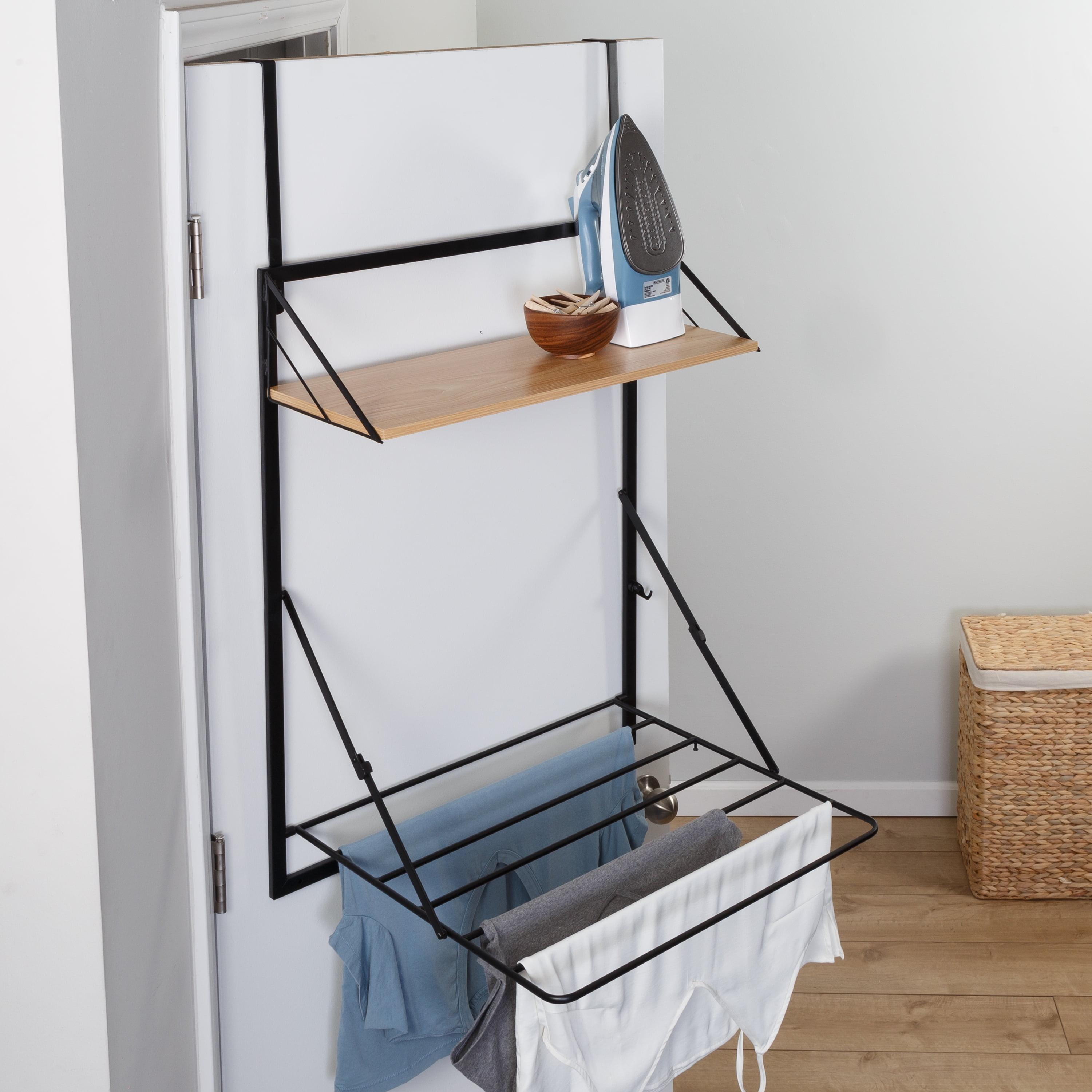 Honey-Can-Do Laundry Shelf with Drying Rack Combo Light Oak