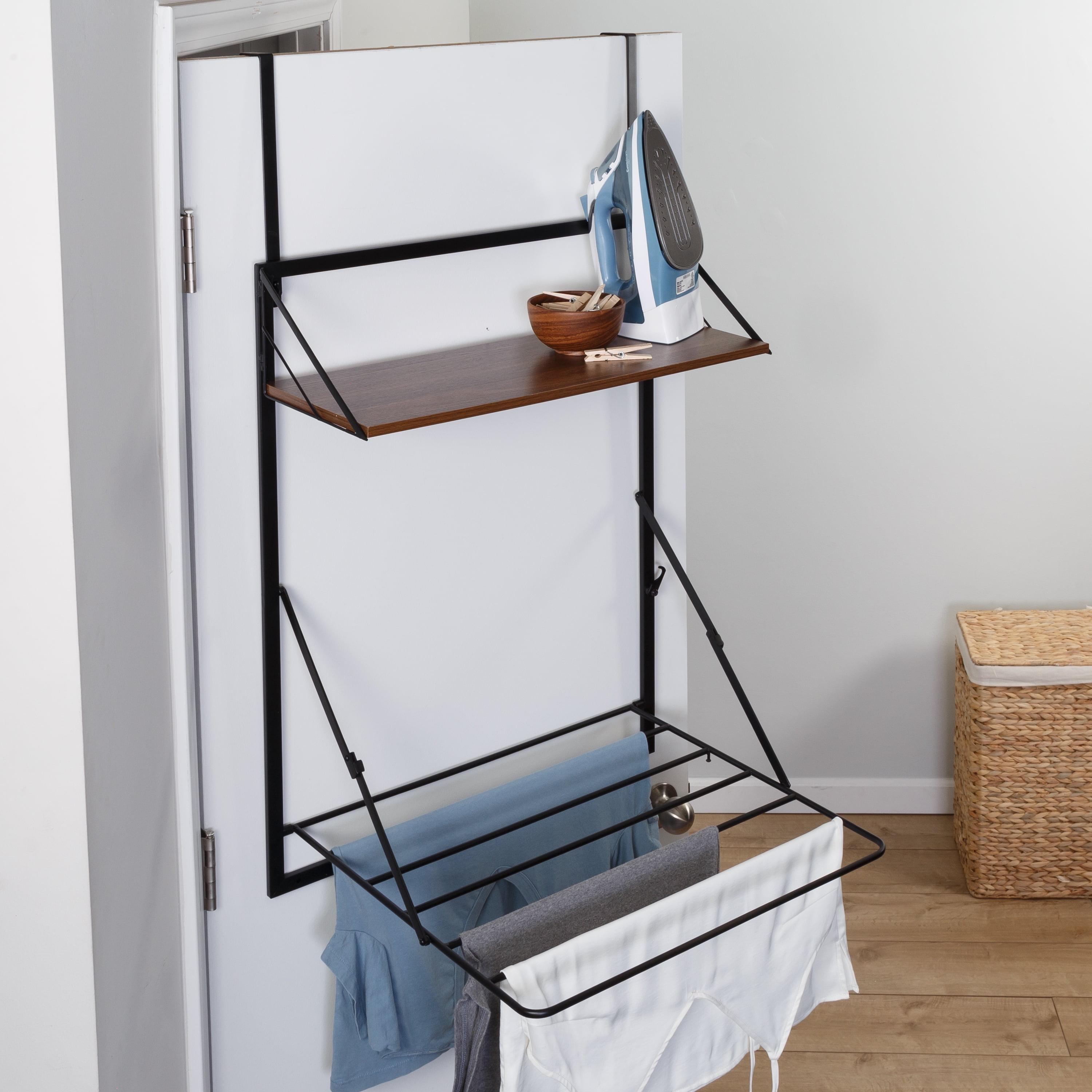 Honey-Can-Do Laundry Shelf with Drying Rack Combo Walnut