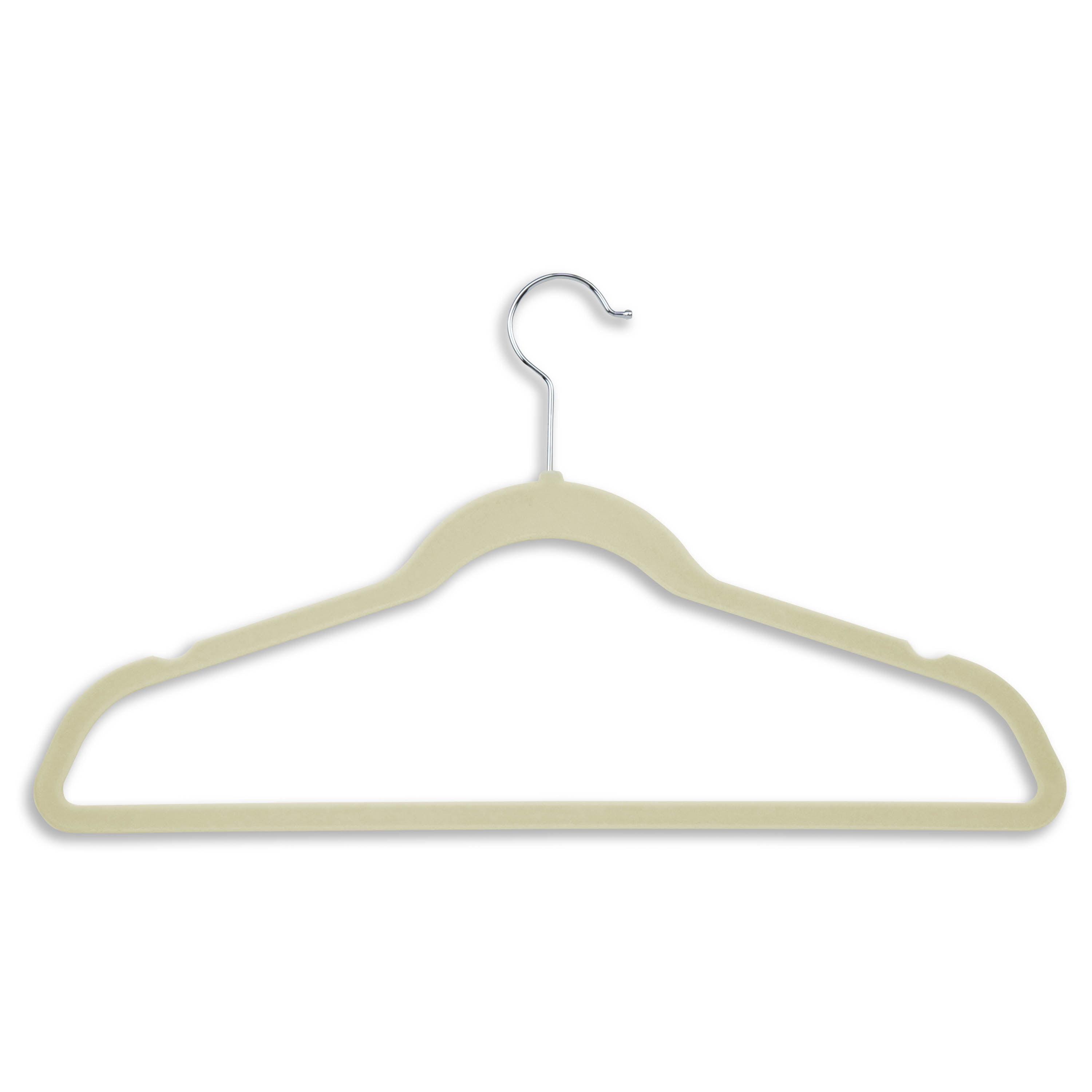 Ivory Velvet Non-Slip Slim Suit Hangers, Pack of 50