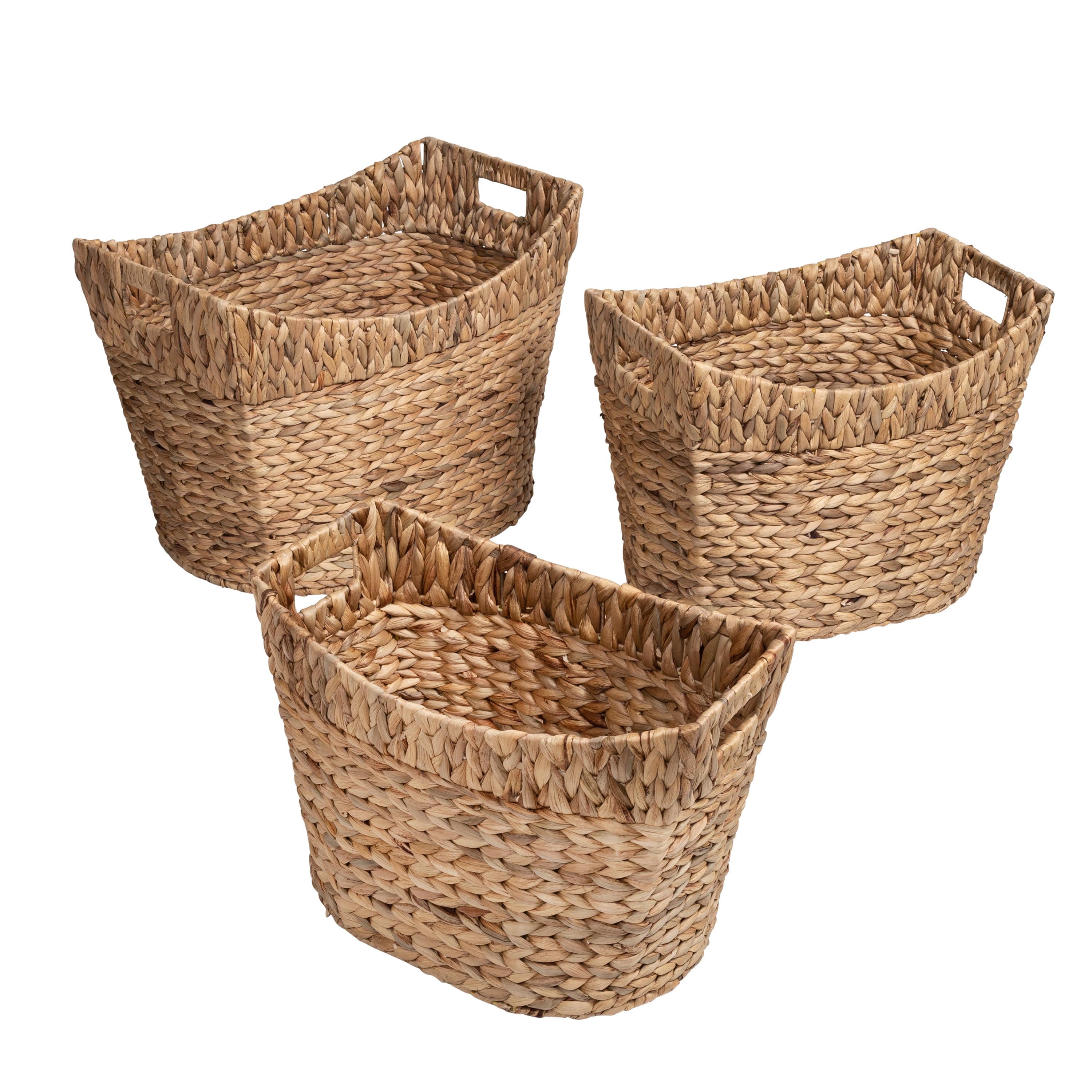 Eco-Friendly Natural Water Hyacinth 3-Piece Oval Storage Basket Set