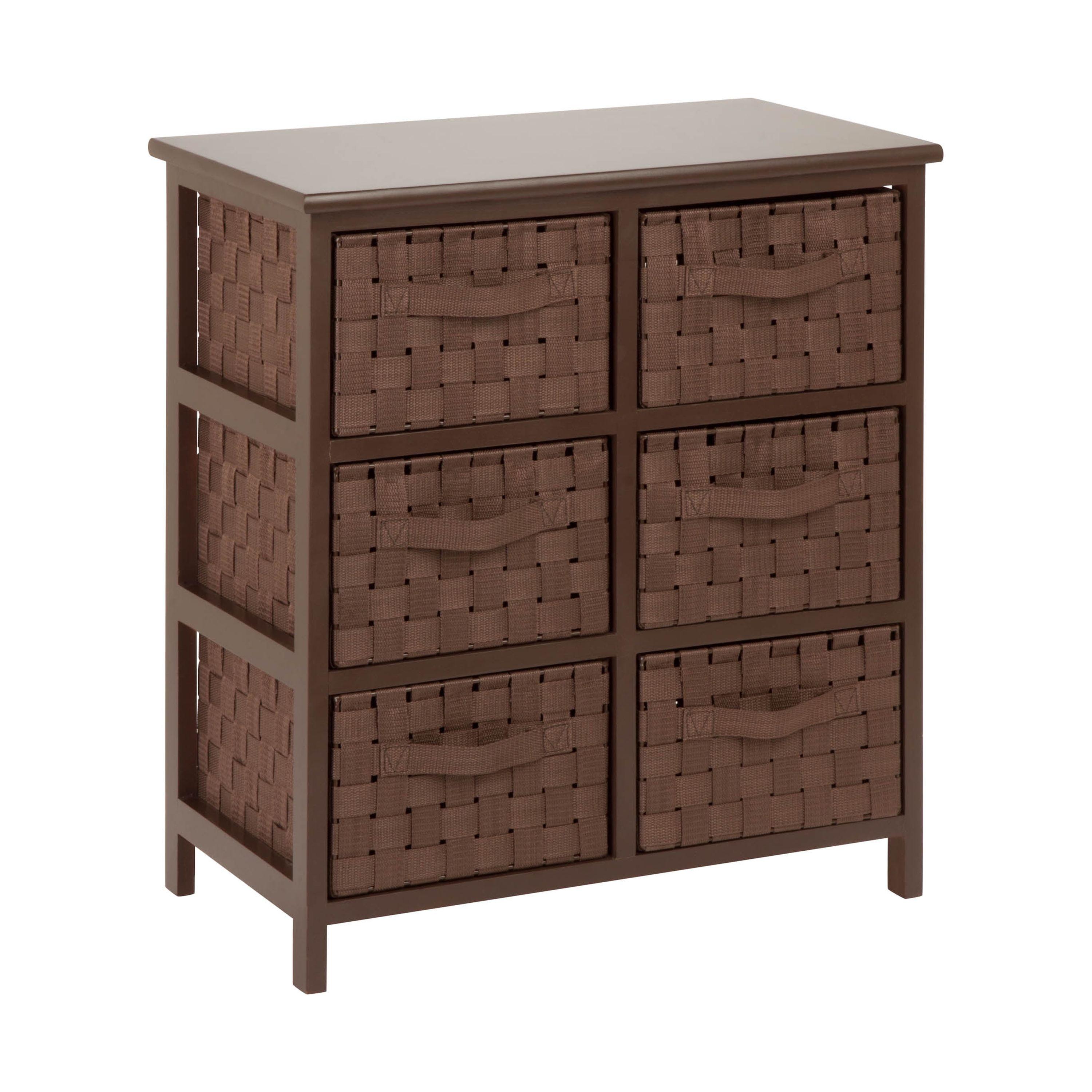 Java Brown Woven Strap 6-Drawer Storage Chest