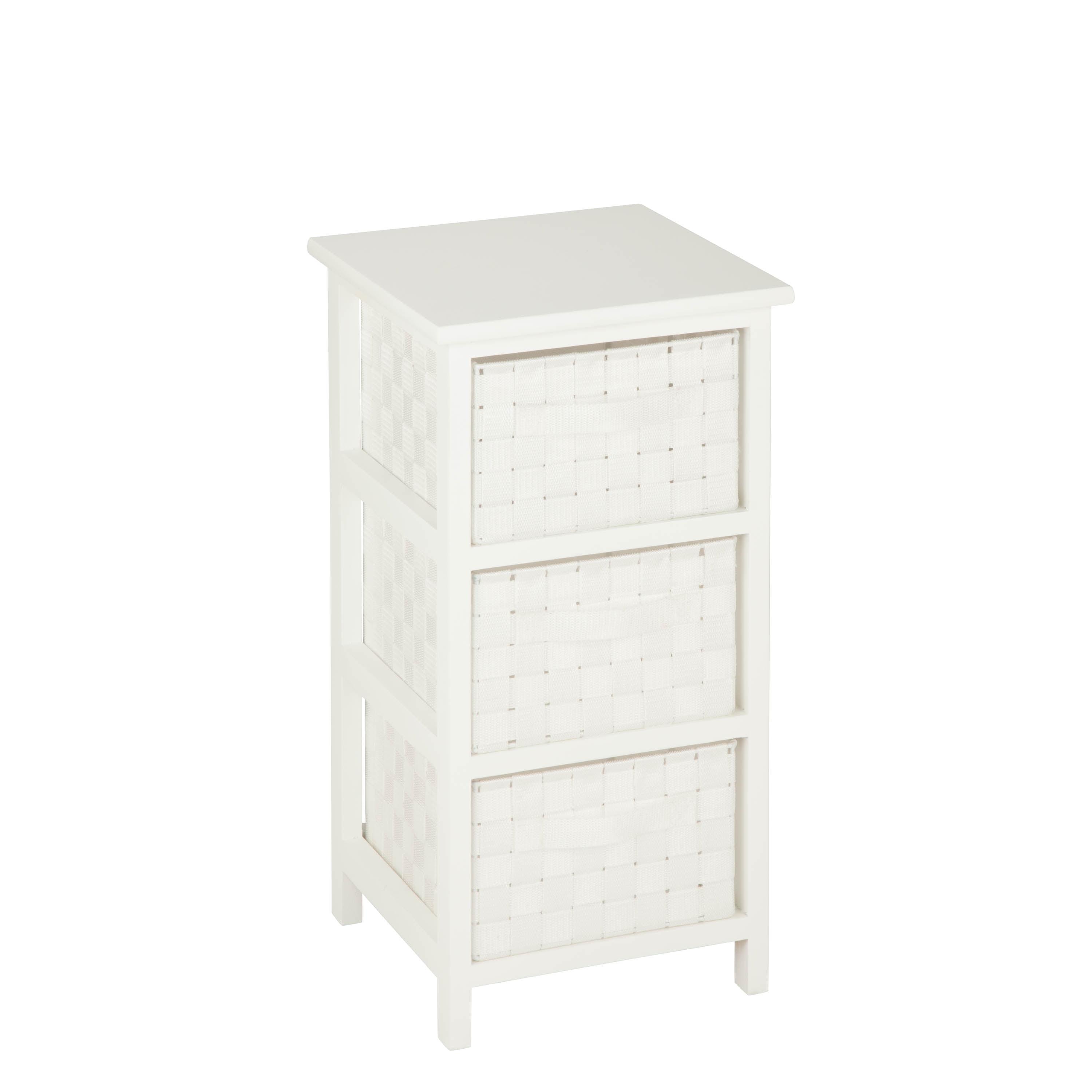 Versatile White Woven Fabric 3-Drawer Storage Cabinet