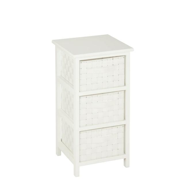 Honey-Can-Do 3 Drawer Chest White: Decorative Storage Drawers, Wood Surface, 24" Height, 12" Depth, 3 Shelves