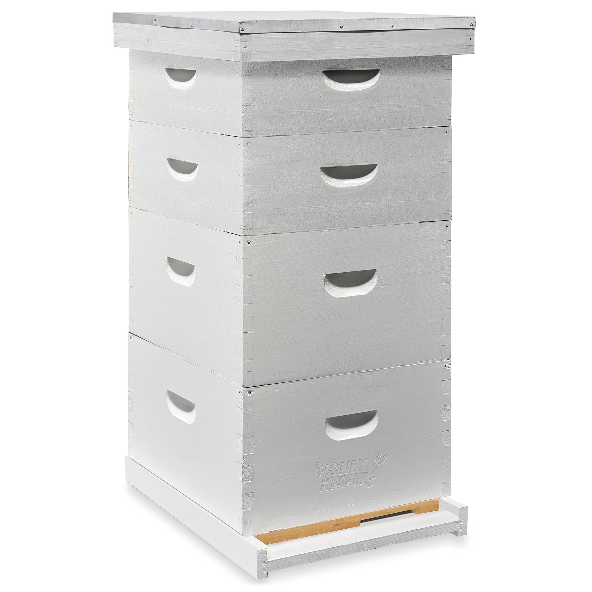 Honey Keeper Beehive Kit Fully Assembled and Painted - 10 Frame Kit, 2 Deep Brood Boxes and 2 Medium Supers