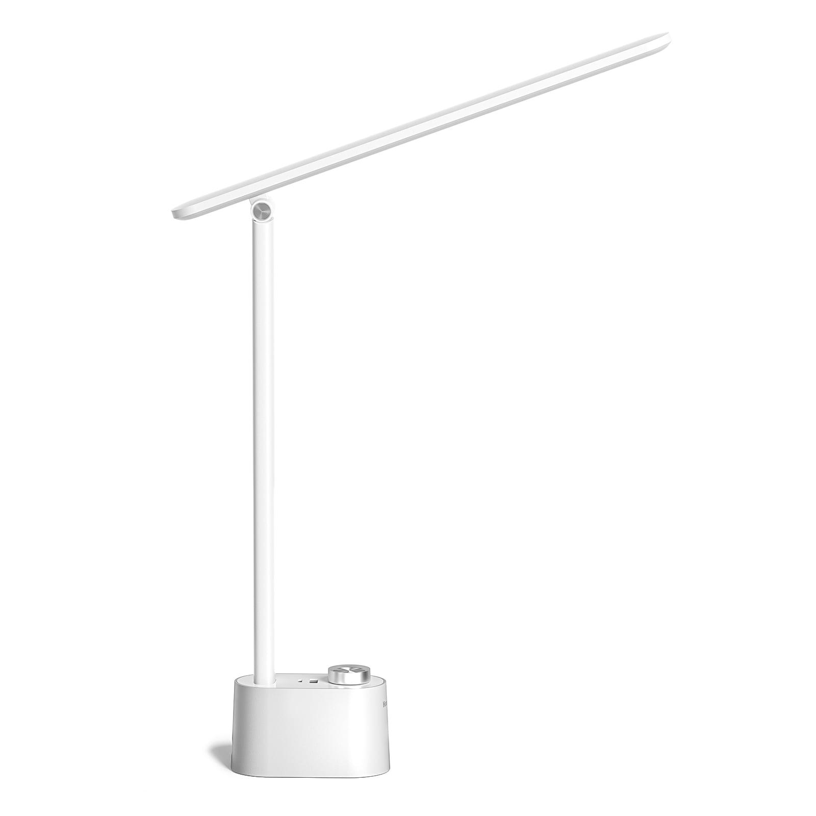 White Adjustable LED Desk Lamp with USB Charging Ports