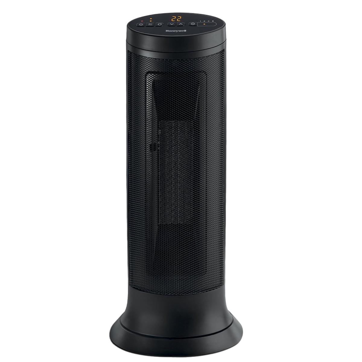 Honeywell Slim Ceramic Tower Heater Black: Indoor Space Heater, Adjustable Thermostat, 1500W, Fan Driven, No Assembly Required