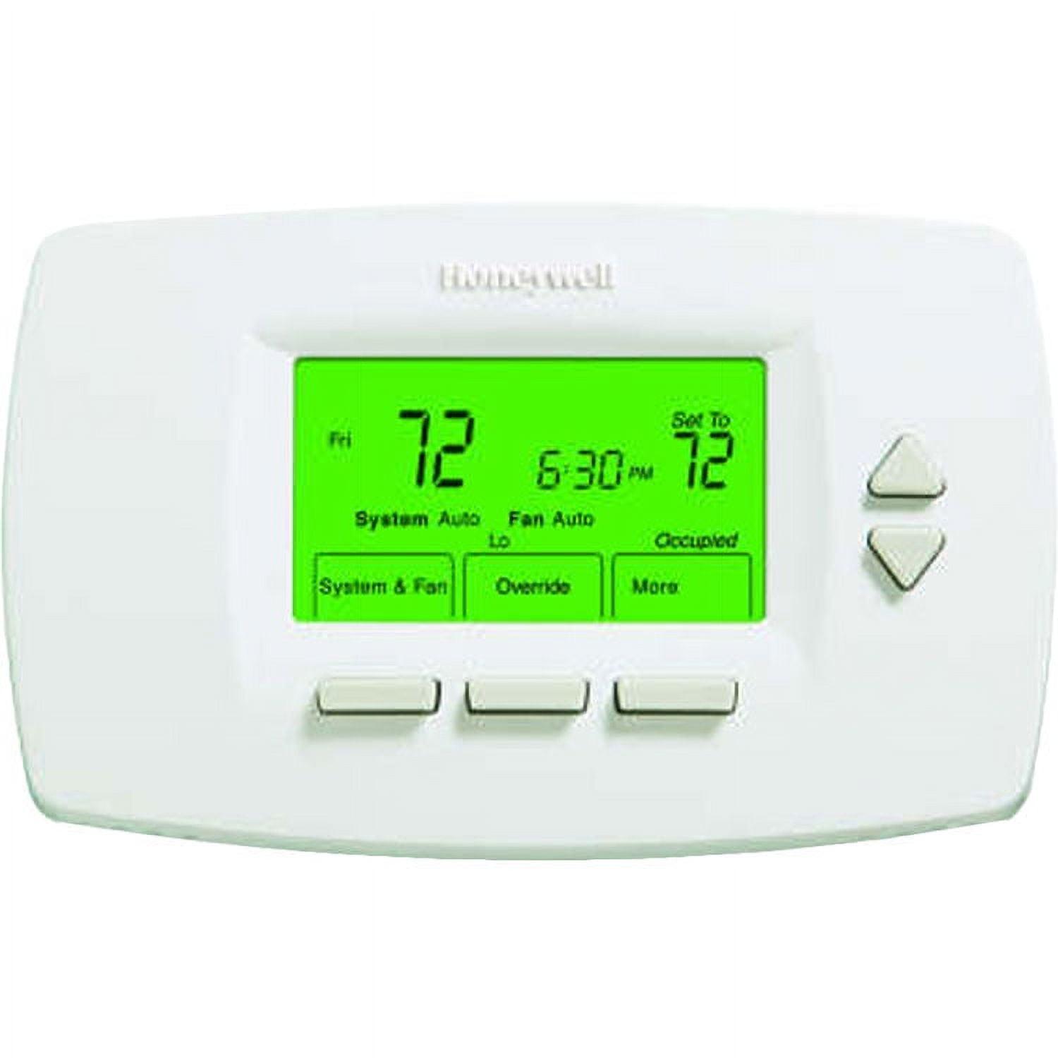 Honeywell White Digital Programmable Thermostat with Green Backlit Screen