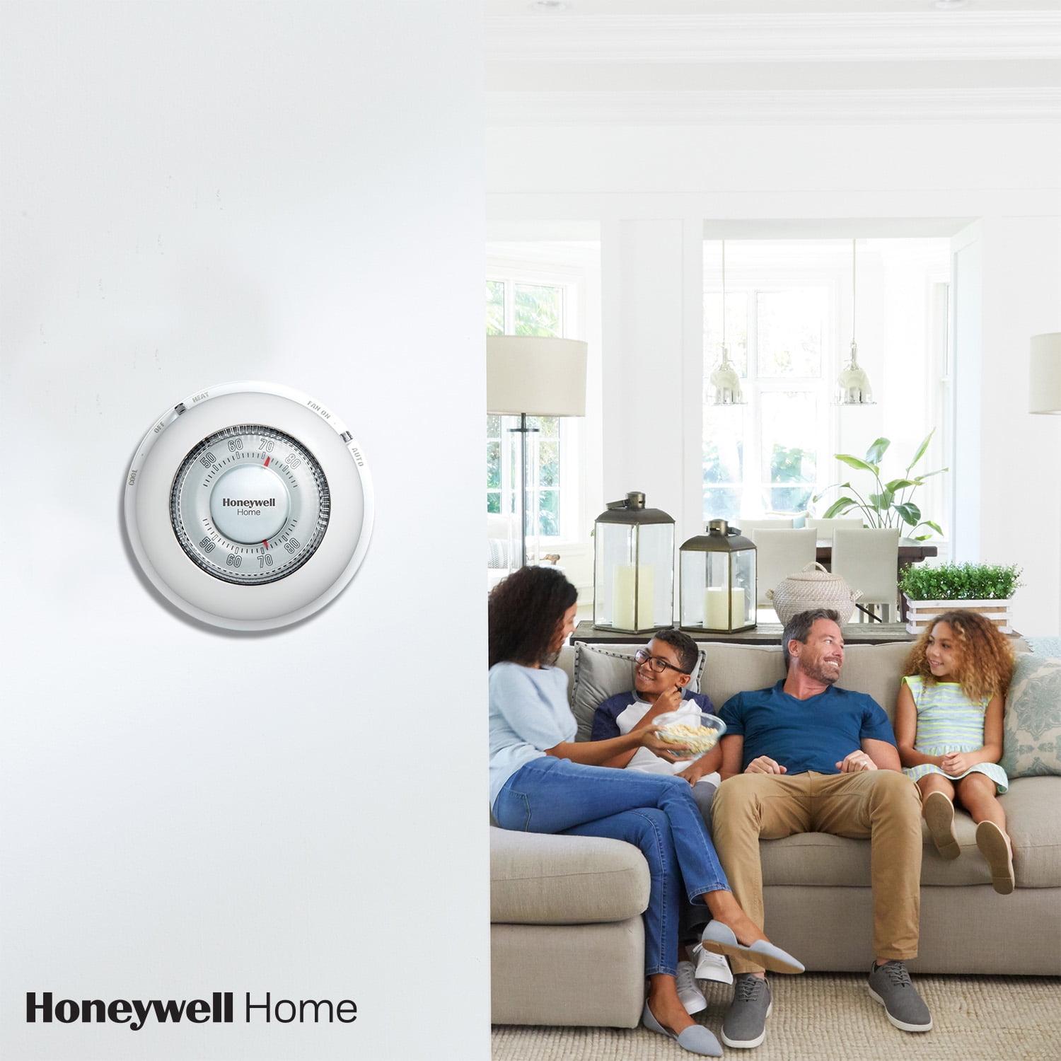 Honeywell White Round Mechanical Heating and Cooling Thermostat