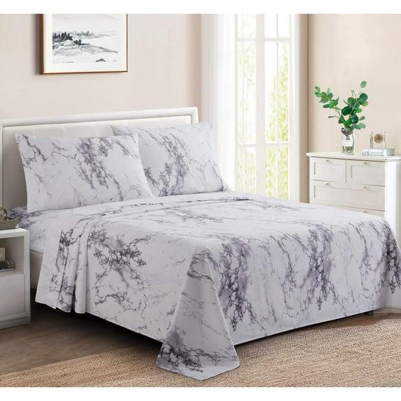Marina Decoration Percale Machine Printed Marble Sheet Set