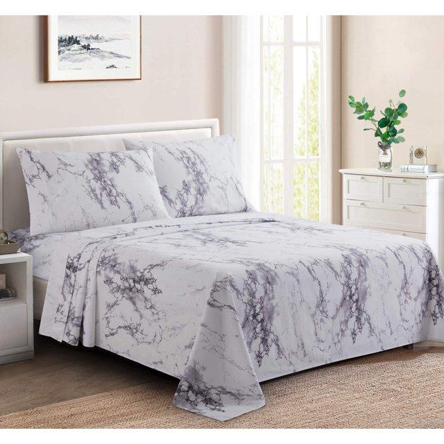 Marina Decoration Percale Machine Printed Marble Sheet Set