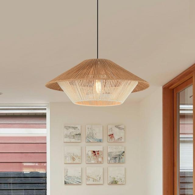 Hong Kong Best New Zhuyuan Lighting Co. Ems 1-Light Paper Rattan Pendant for Living/Dining Room, Kitchen, Bedroom