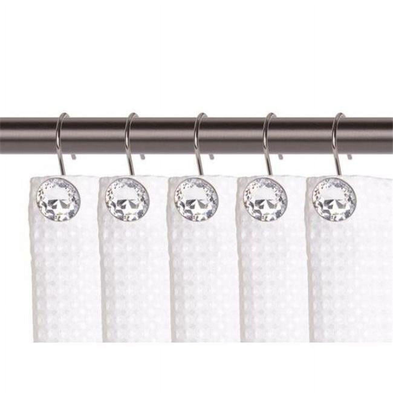 Oil Rubbed Bronze Crystal Shower Curtain Hooks Set of 12